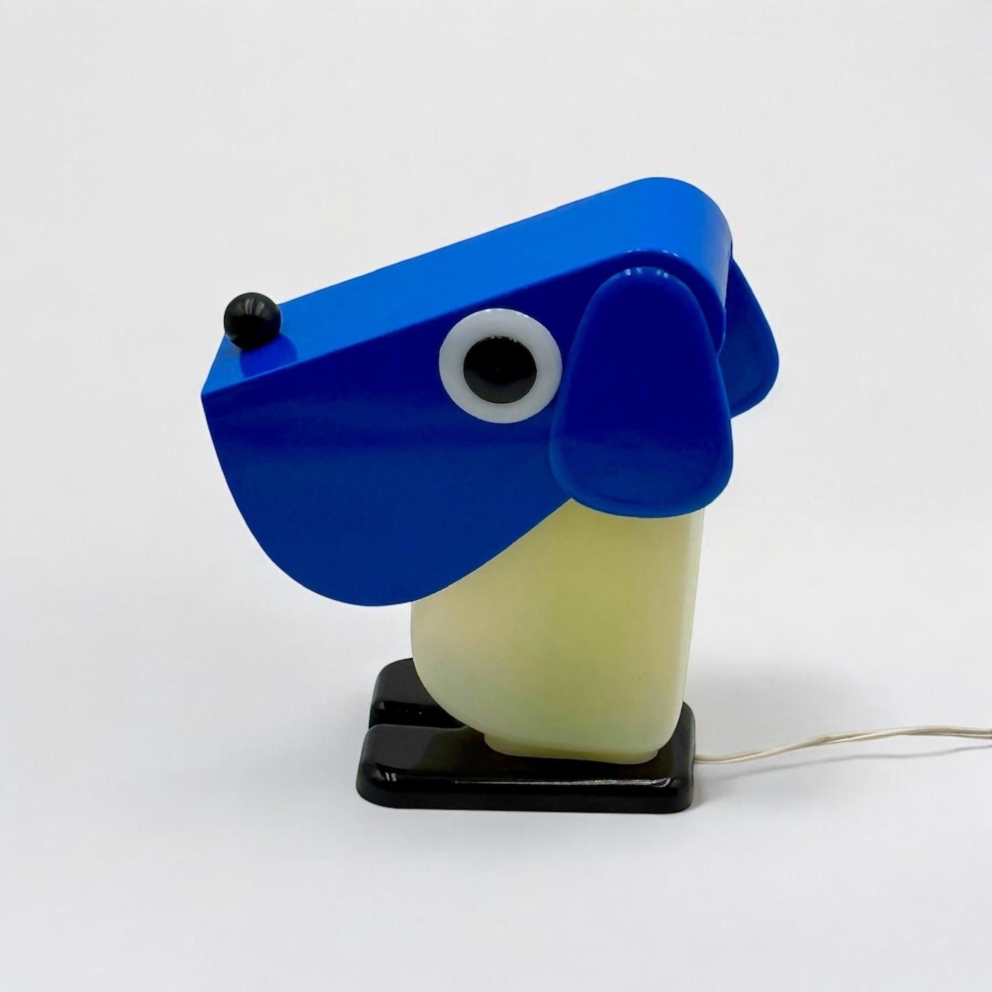 Mid-Century Modern Iconic Rufus Dog Lamp by Fernando Cassetta for Tacman Manara in Blue, 1970s