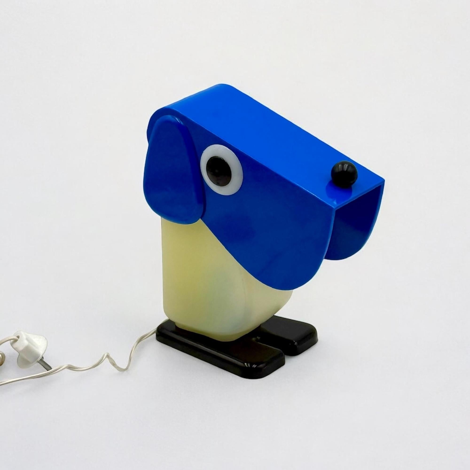Italian Iconic Rufus Dog Lamp by Fernando Cassetta for Tacman Manara in Blue, 1970s