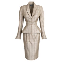 Iconic Runway Thierry Mugler SS 1996 Silk Suit Blazer Skirt Karen Mulder