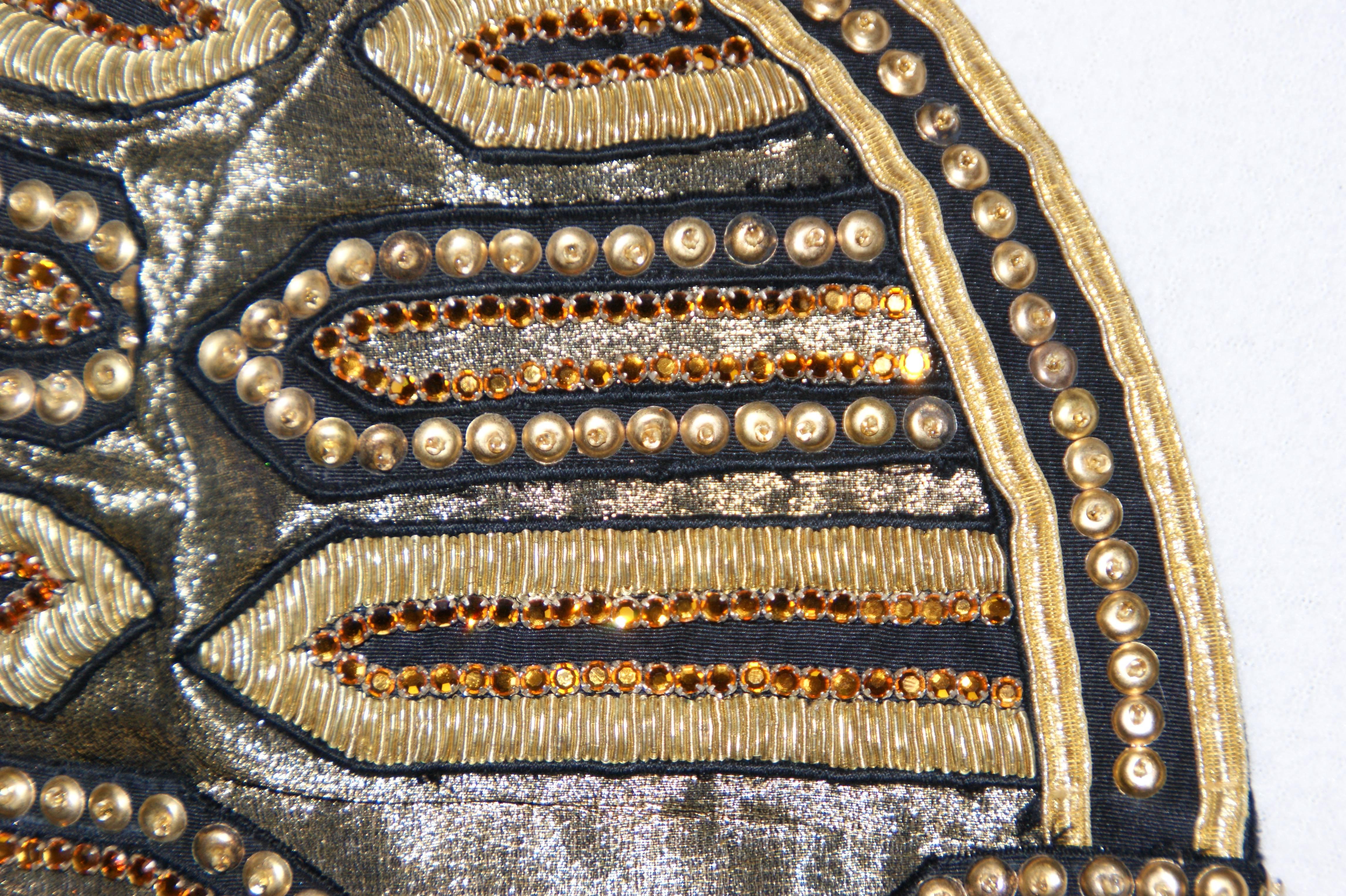 Brown S/S 1992 Gianni Versace Runway Gold Crystal Embellished Crop Top Bustier