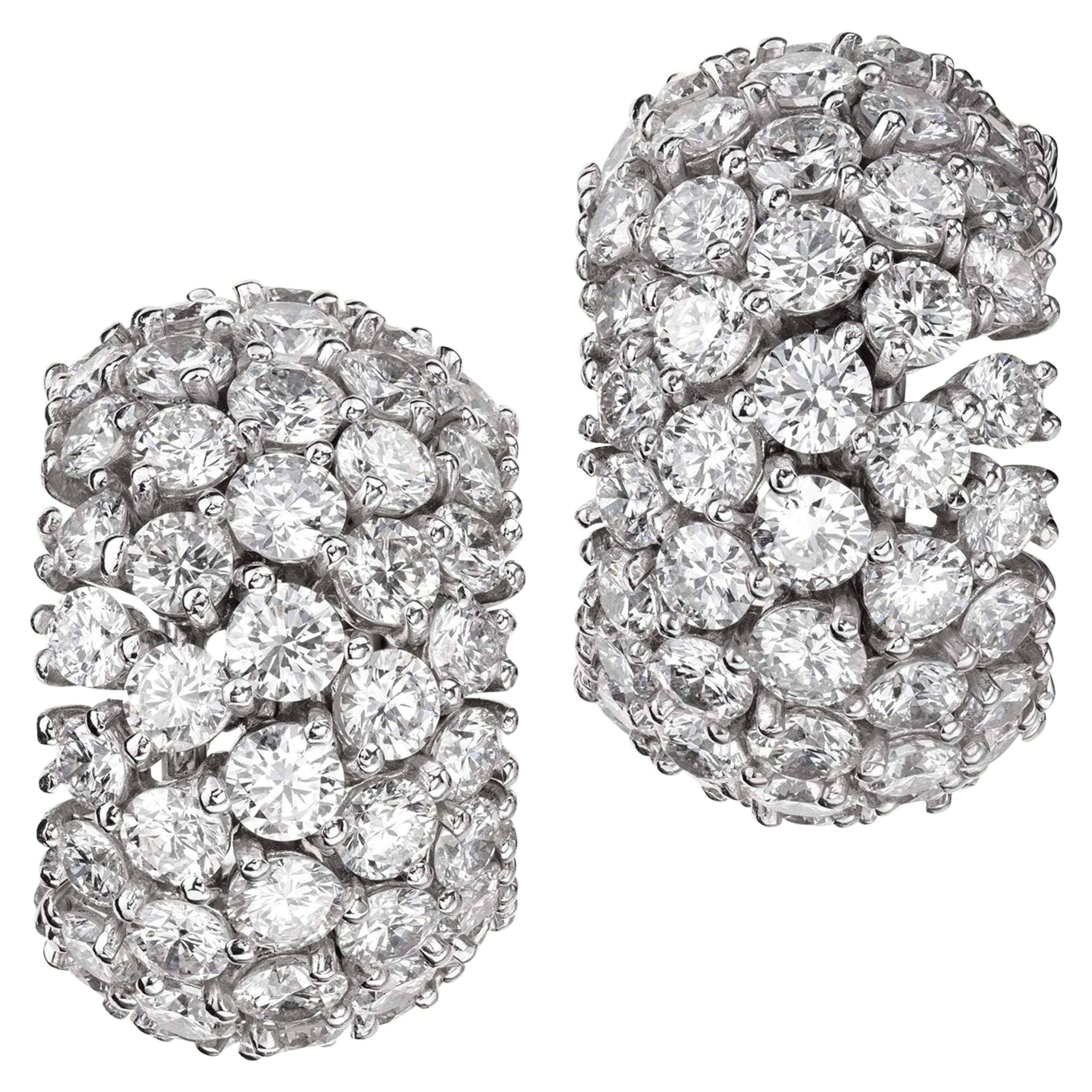 Iconic Sabbadini Style Platinum and Diamonds Earrings For Sale