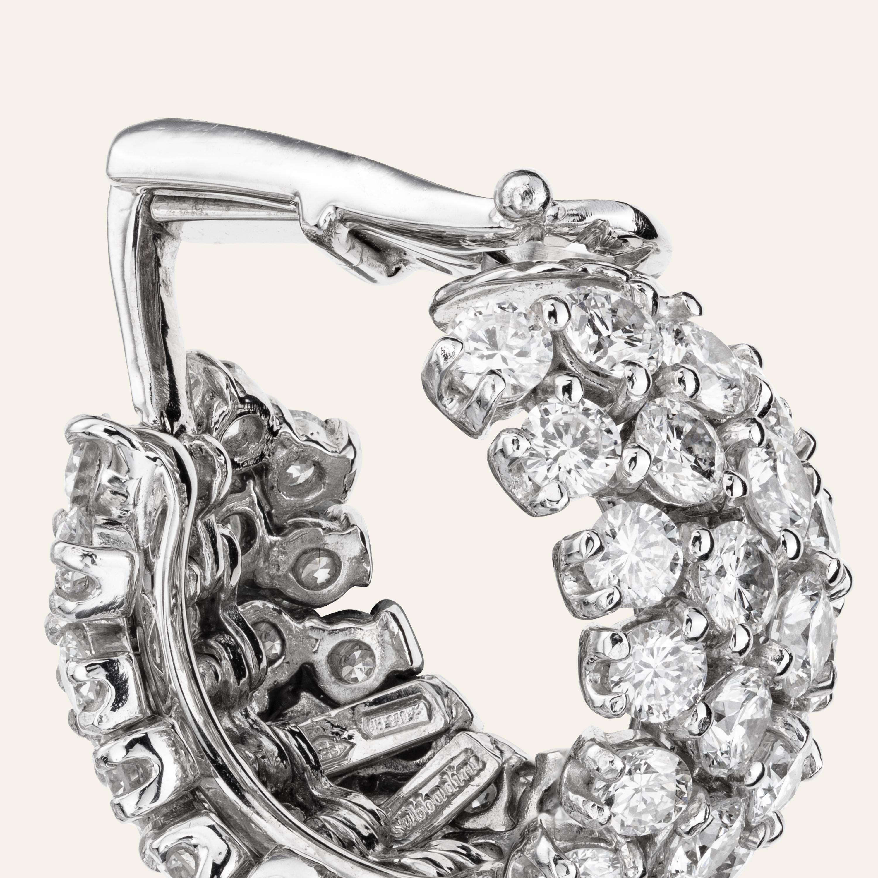 Women's Iconic Sabbadini Style Platinum and Diamonds Earrings For Sale