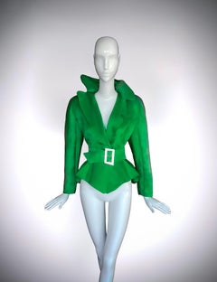 Iconic "Samantha Jones" Thierry Mugler Electric Green Silk Blouse