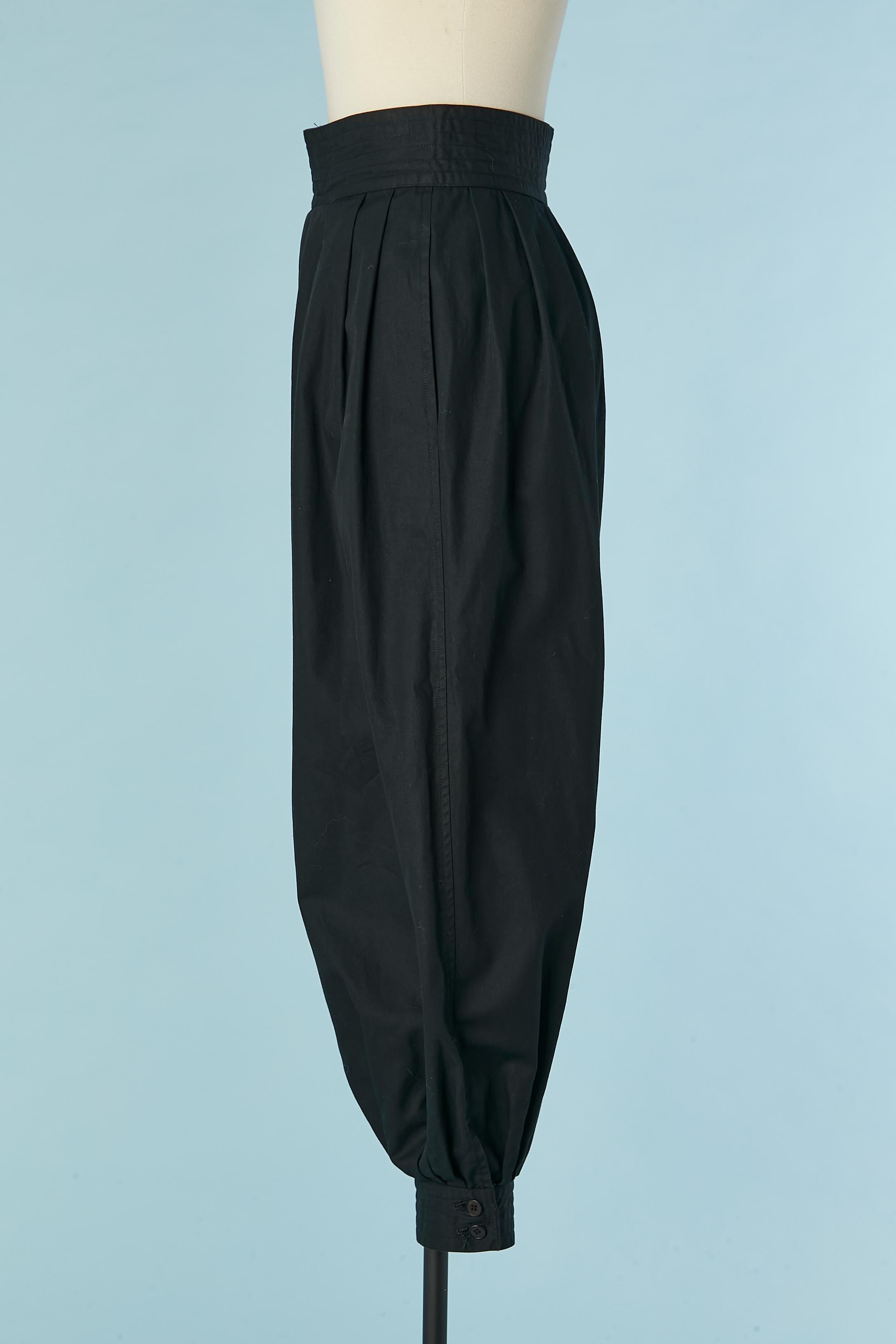Iconic sarouel trouser in black cotton Saint Laurent Rive Gauche 1976 In Excellent Condition For Sale In Saint-Ouen-Sur-Seine, FR