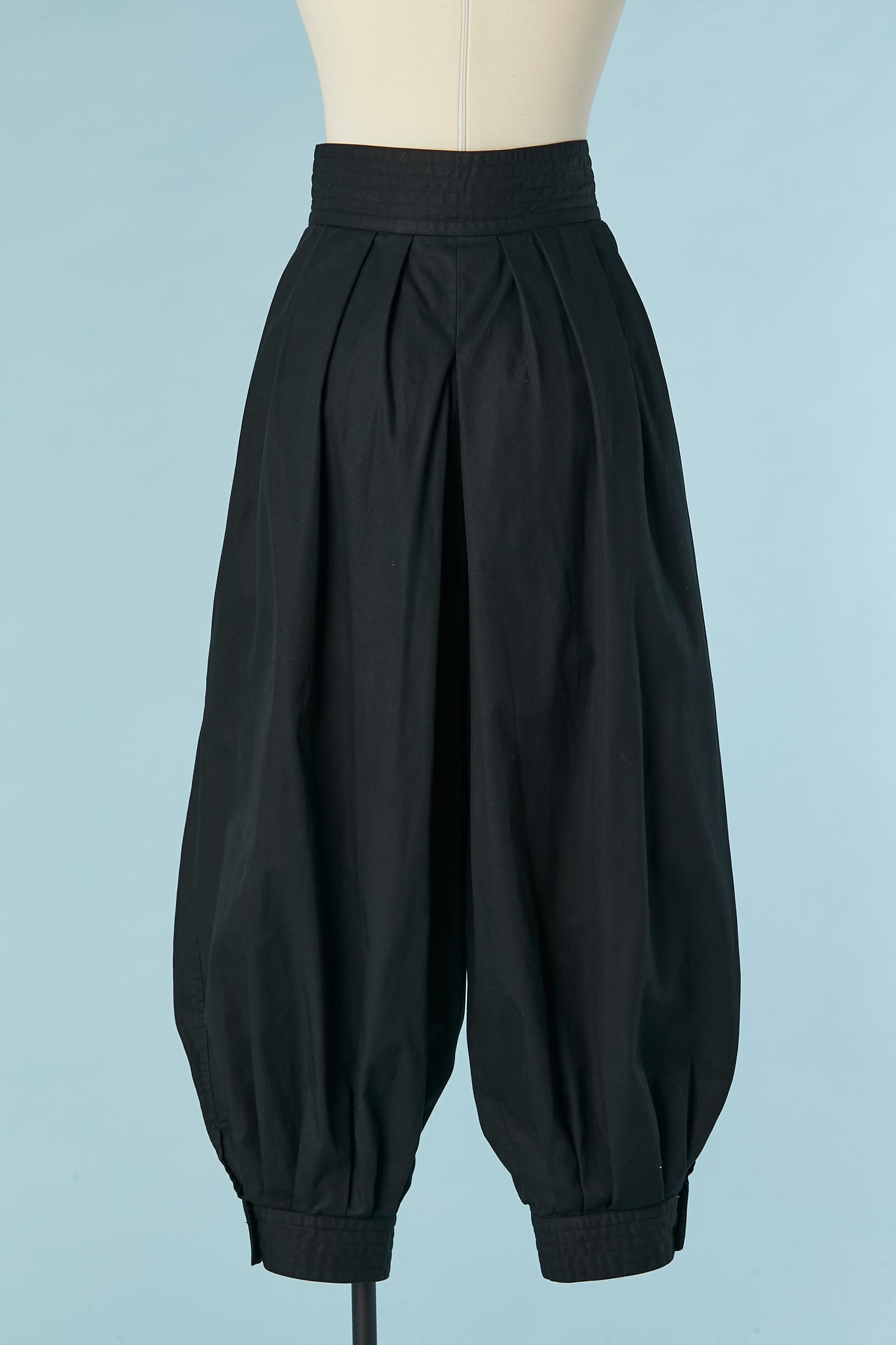 Women's Iconic sarouel trouser in black cotton Saint Laurent Rive Gauche 1976 For Sale