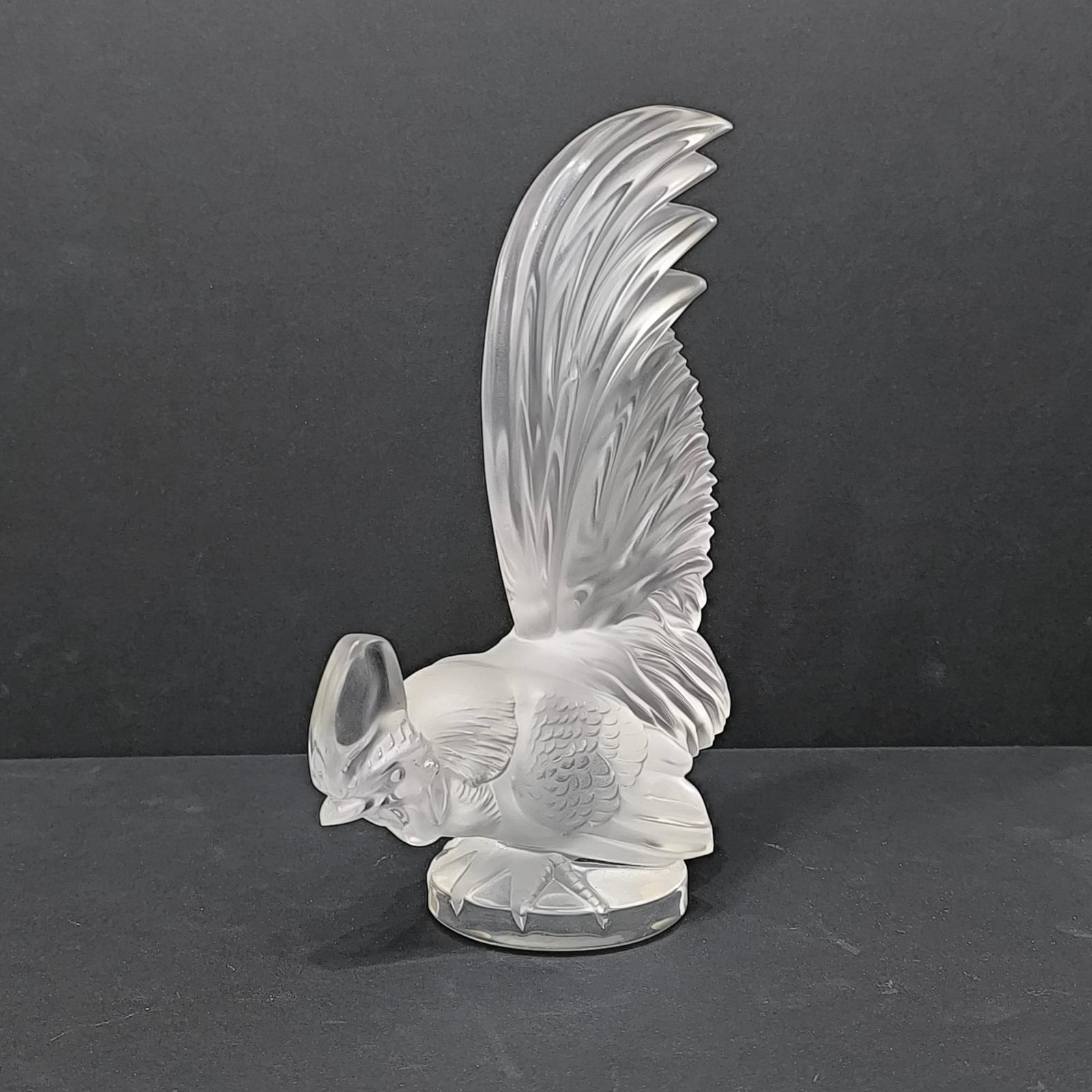 Iconic Sculpture Coq Nain, Rooster, Designed by R. Lalique, France In Excellent Condition For Sale In Bochum, NRW