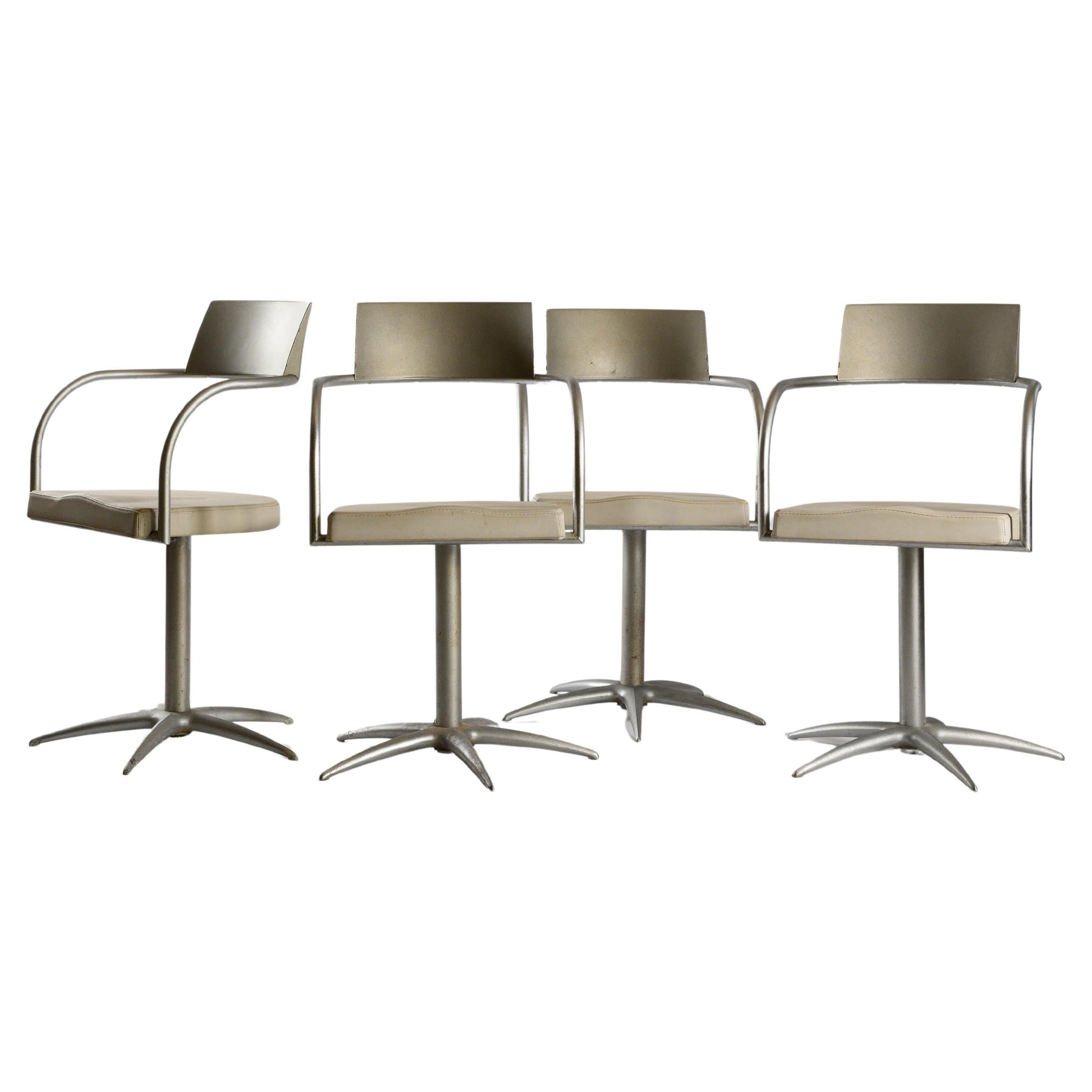Iconic set of 4 Techno Chairs designed by Philippe Starck for L'Oréal