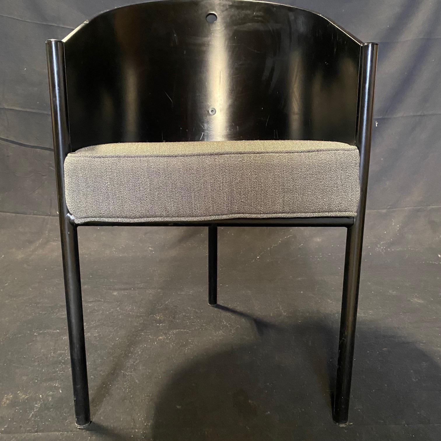 Iconique Ensemble de 8 chaises de salle à manger en contreplaqué noir Philippe Starck Pratfall en vente 3