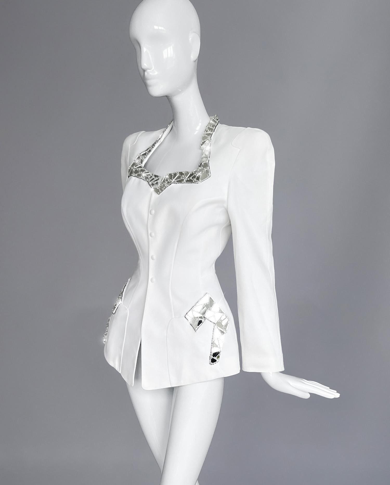 Gray Iconic Showstopper The Thierry Mugler SS 1994 Mirror Jacket For Sale