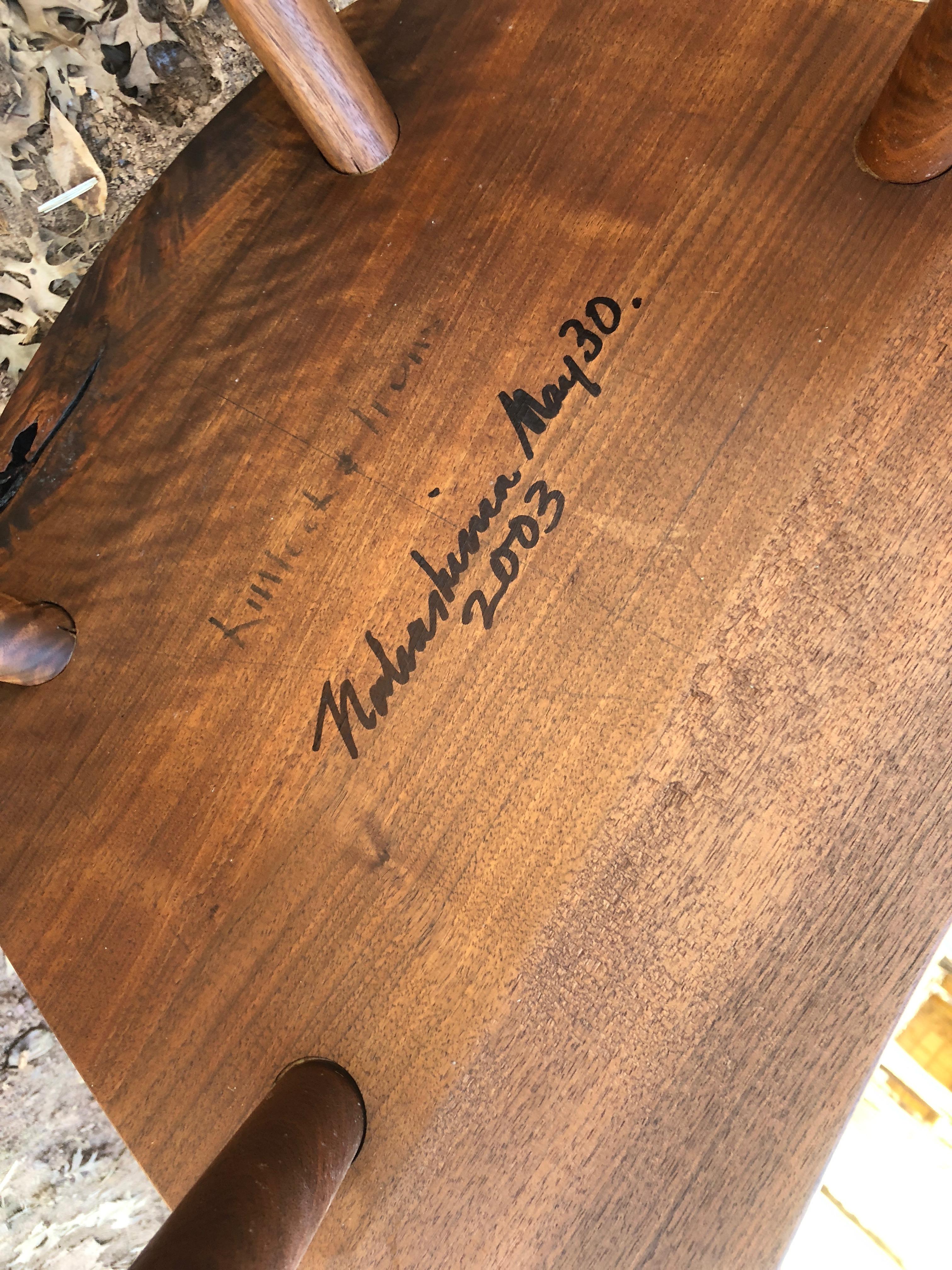 Ikonischer signierter Nakashima Studio Lounge Schaukelstuhl aus gemischtem Holz 5