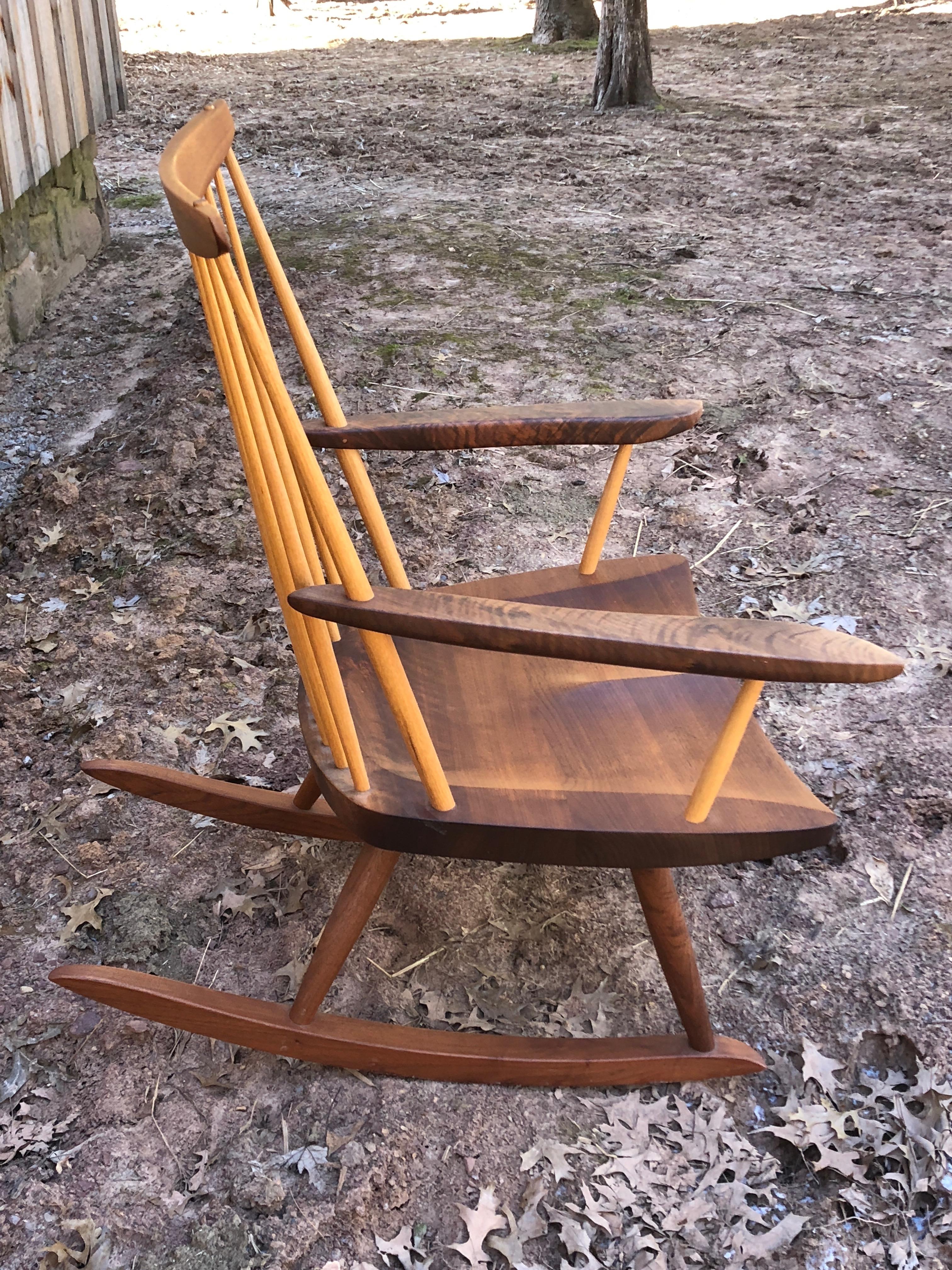 Iconic Signed Mixed Wood Nakashima Studio Lounge Rocking Chair 2
