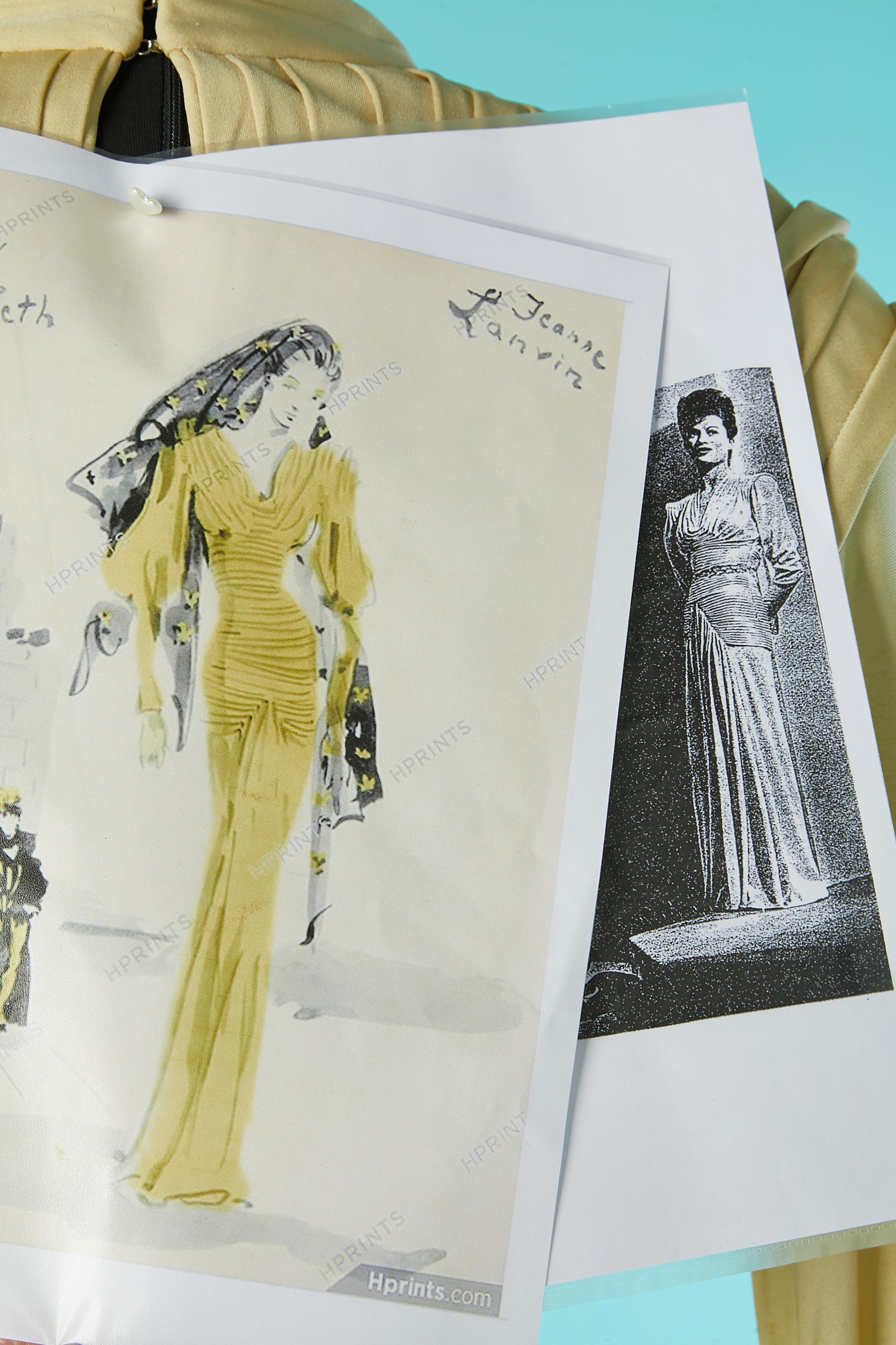 Ikonisches drapiertes und plissiertes, handgefertigtes Abendkleid aus Seidenjersey Lanvin Paris 1944 im Angebot 5