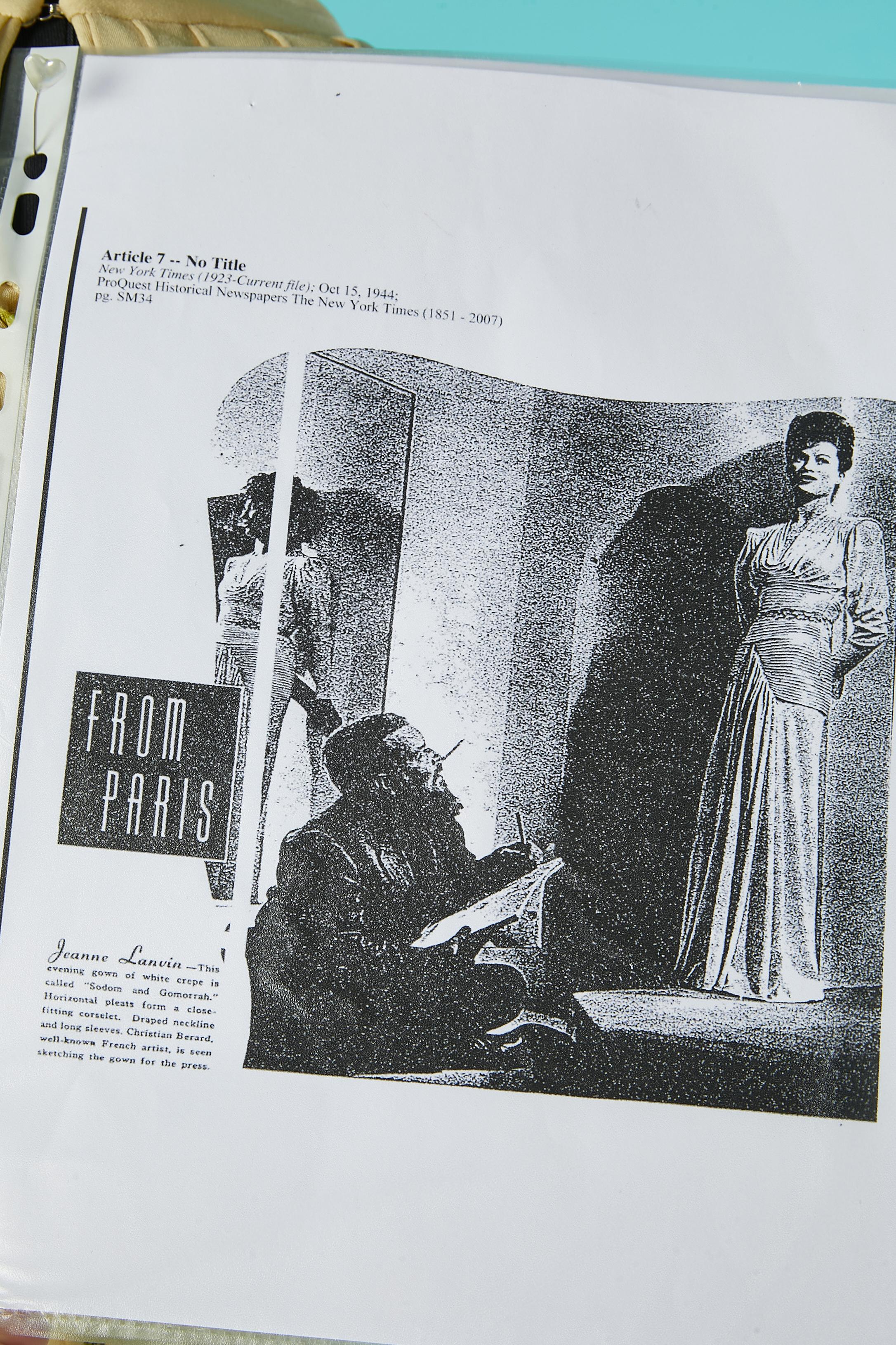 Robe de soirée Lanvin Paris 1944 iconique drapée et plissée en jersey de soie faite à la main en vente 5