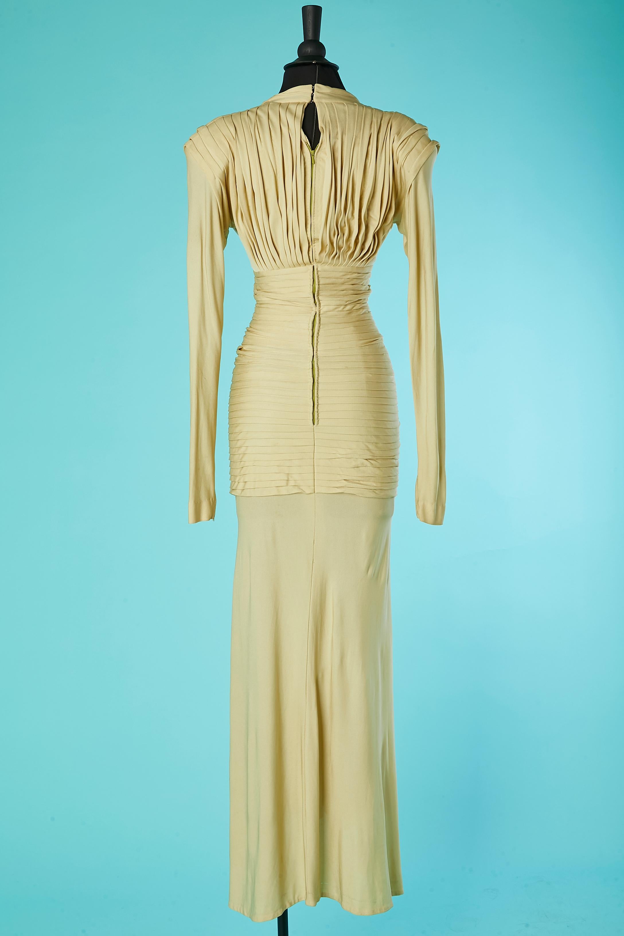 Iconic silk jersey draped and pleated handmade evening dress Lanvin Paris 1944 For Sale 3