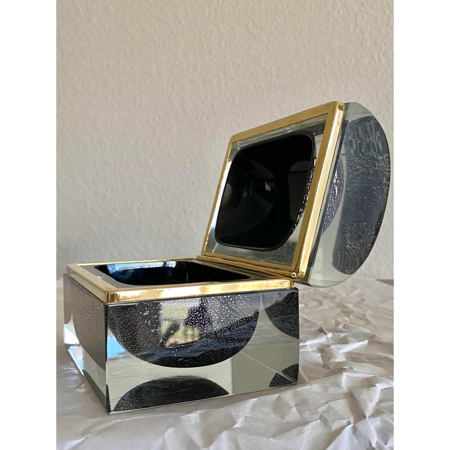 Icónica Caja de Murano Mandruzzato Sommerso de Hojas de Siver en venta 2
