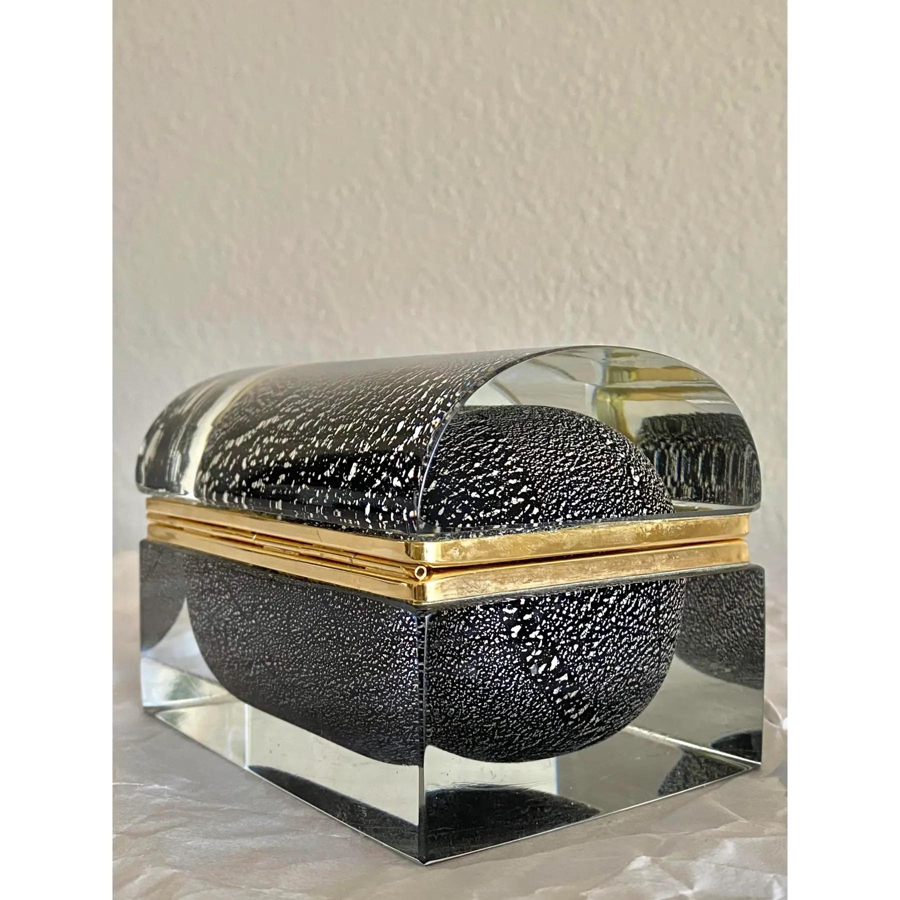 Icónica Caja de Murano Mandruzzato Sommerso de Hojas de Siver en venta 3
