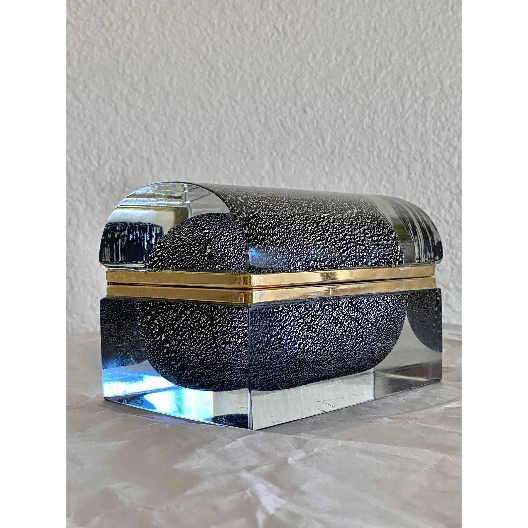 Icónica Caja de Murano Mandruzzato Sommerso de Hojas de Siver en venta 4