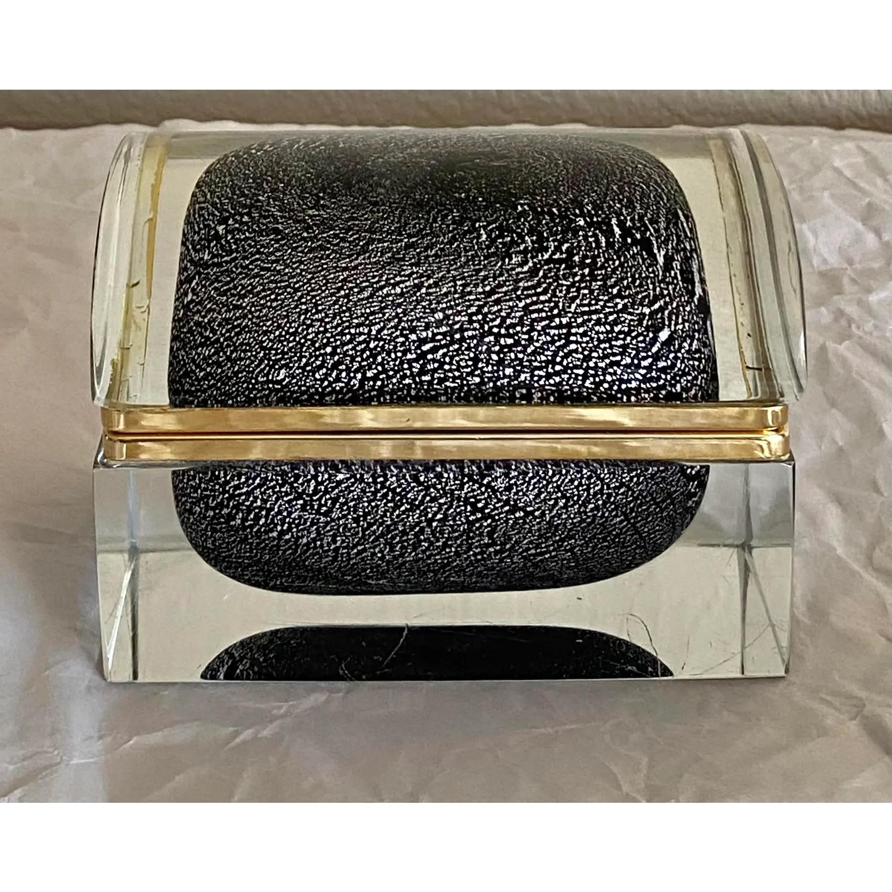 Icónica Caja de Murano Mandruzzato Sommerso de Hojas de Siver en Bueno estado para la venta en Round Top, TX