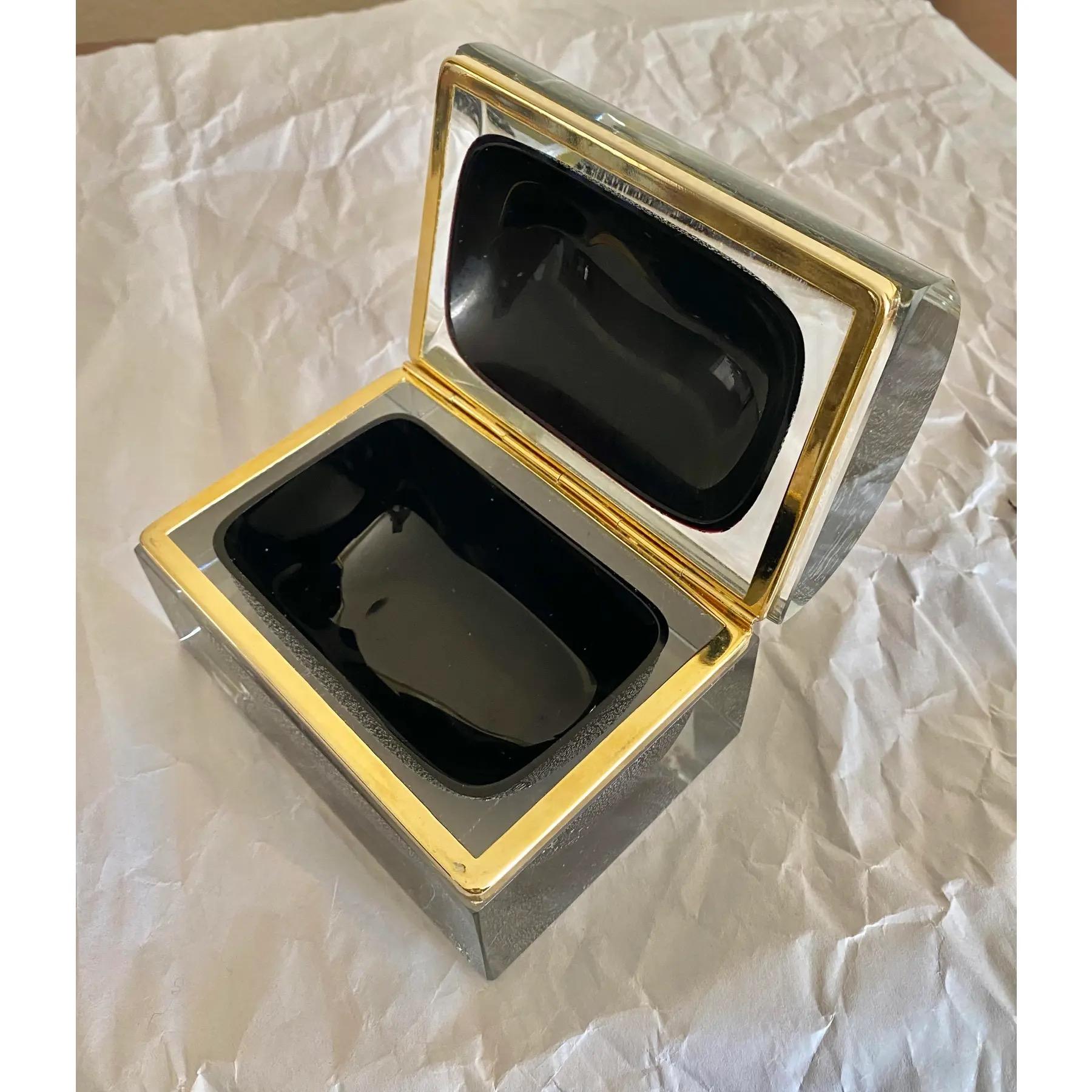 Icónica Caja de Murano Mandruzzato Sommerso de Hojas de Siver en venta 1