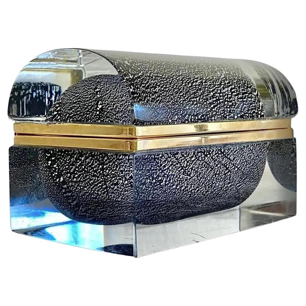 Icónica Caja de Murano Mandruzzato Sommerso de Hojas de Siver en venta