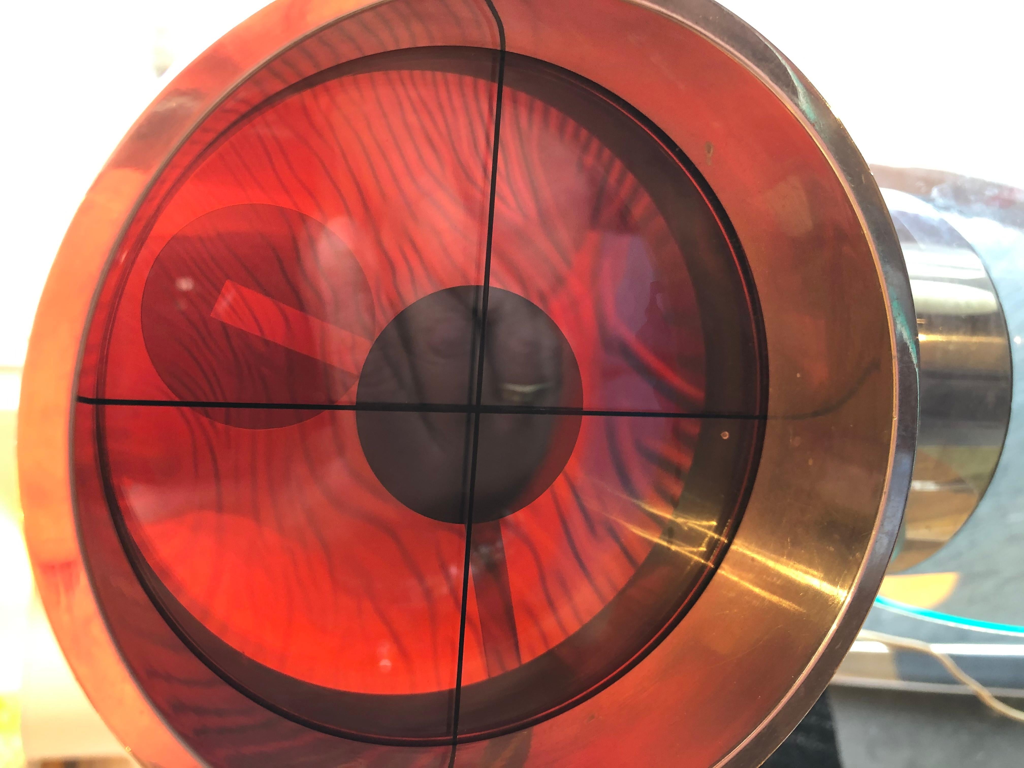 Beautiful polished aluminum body, and in working condition Aurora clock designed by Kirsch Hamilton, this piece was serviced a few years ago. And keeps the time. It nice and clean a great conversation piece.