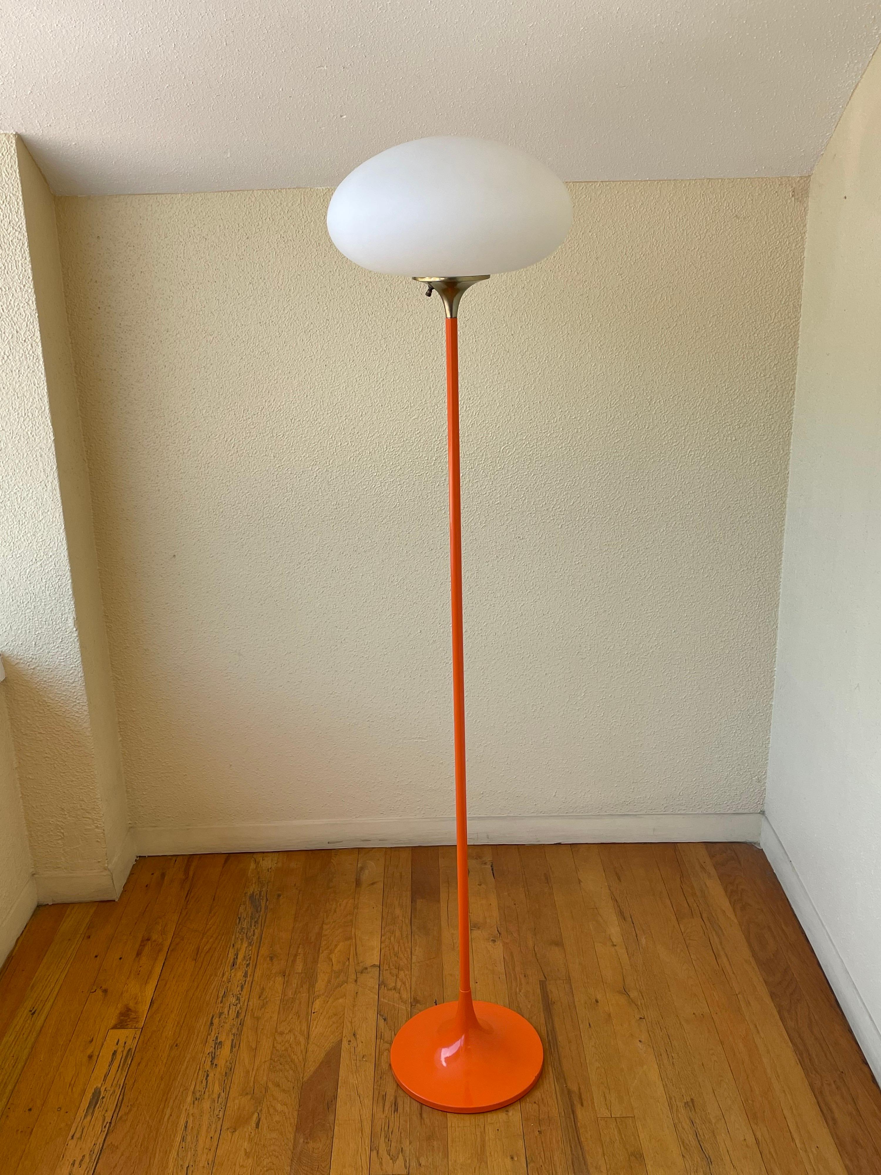 American Iconic Space Age Laurel Lighting Mushroom Floor Lamp in Orange & Brass