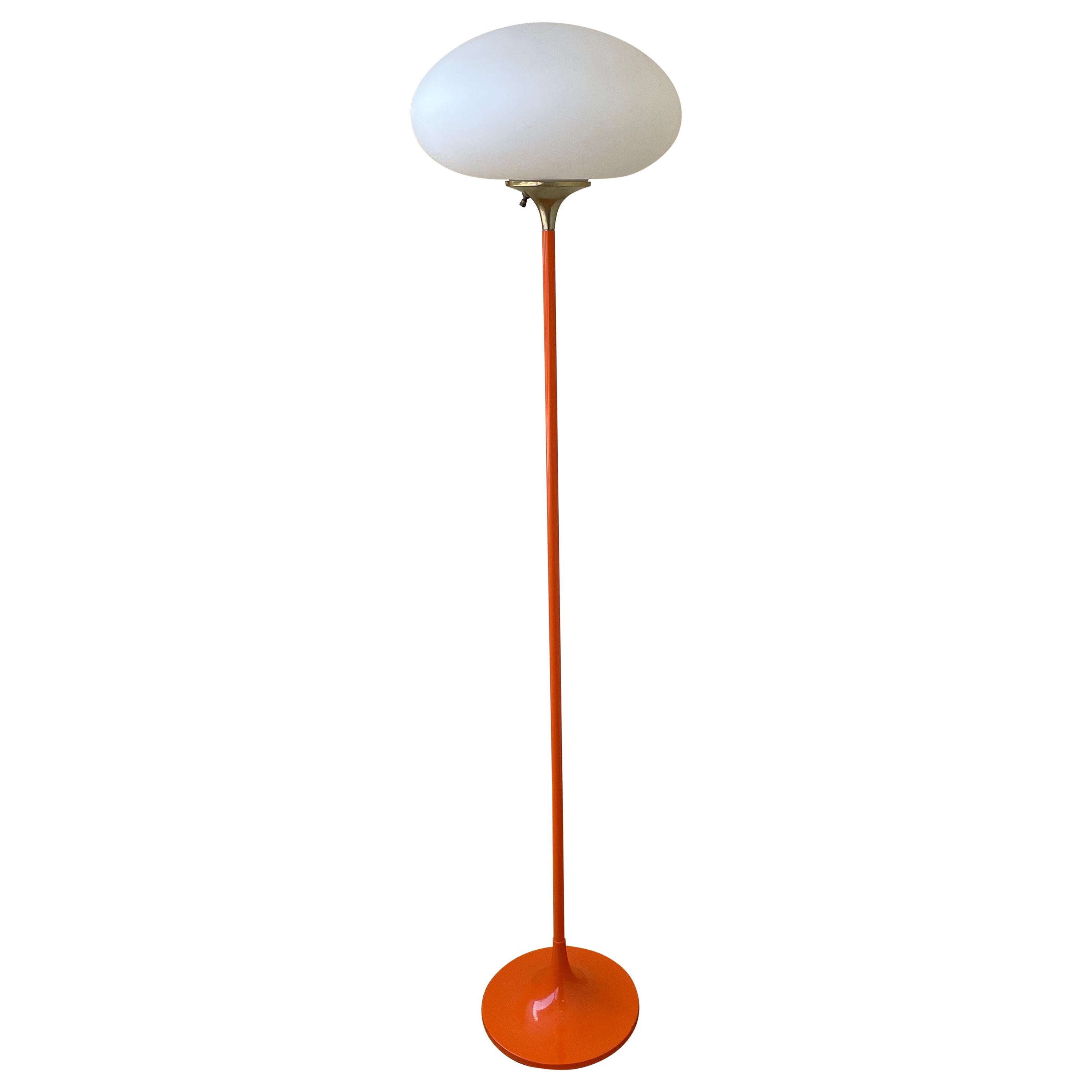 Iconic Space Age Laurel Lighting Mushroom Floor Lamp in Orange & Brass