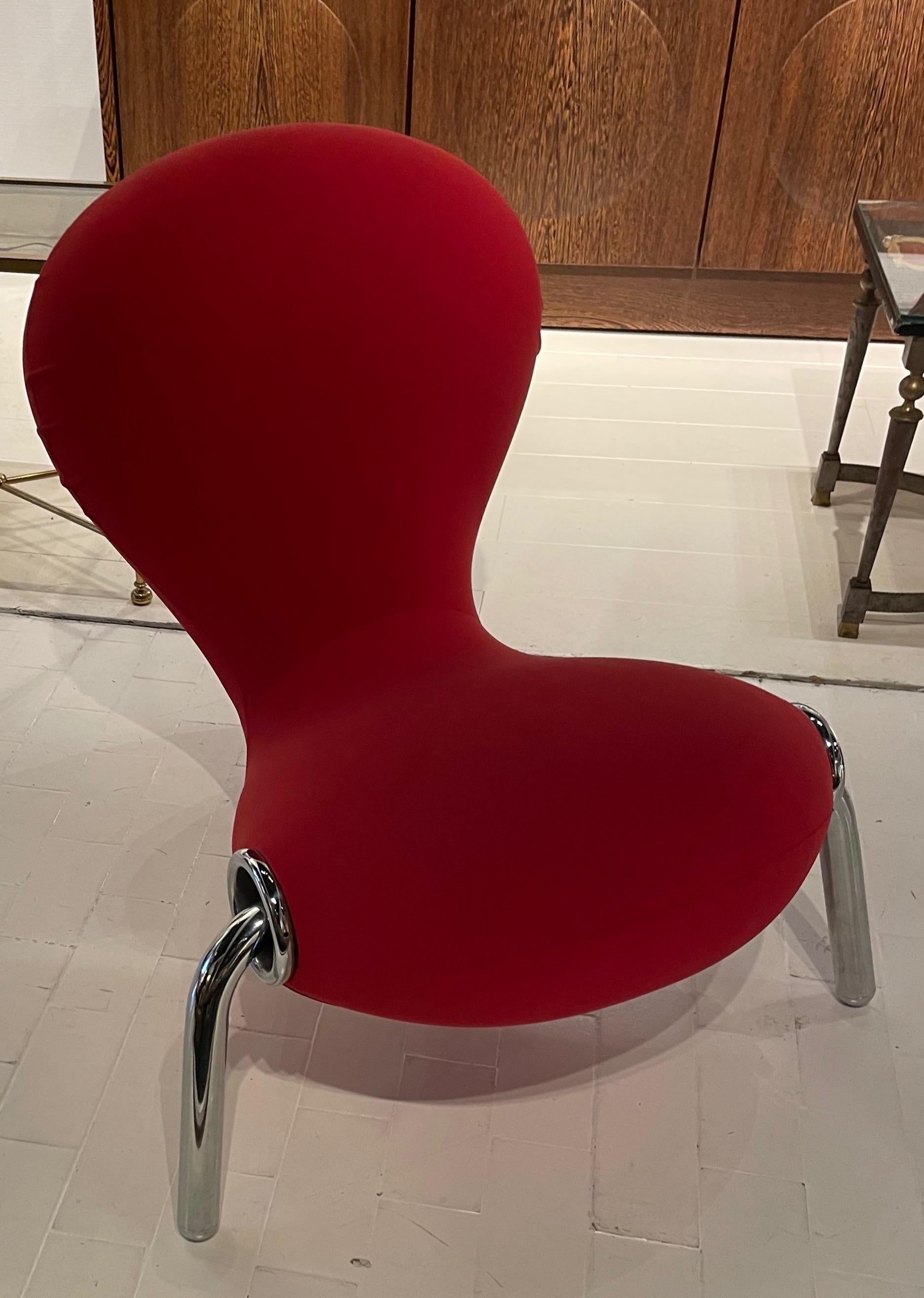 Italian Iconic Space Age Red Embryo Chair by Marc Newson For Sale