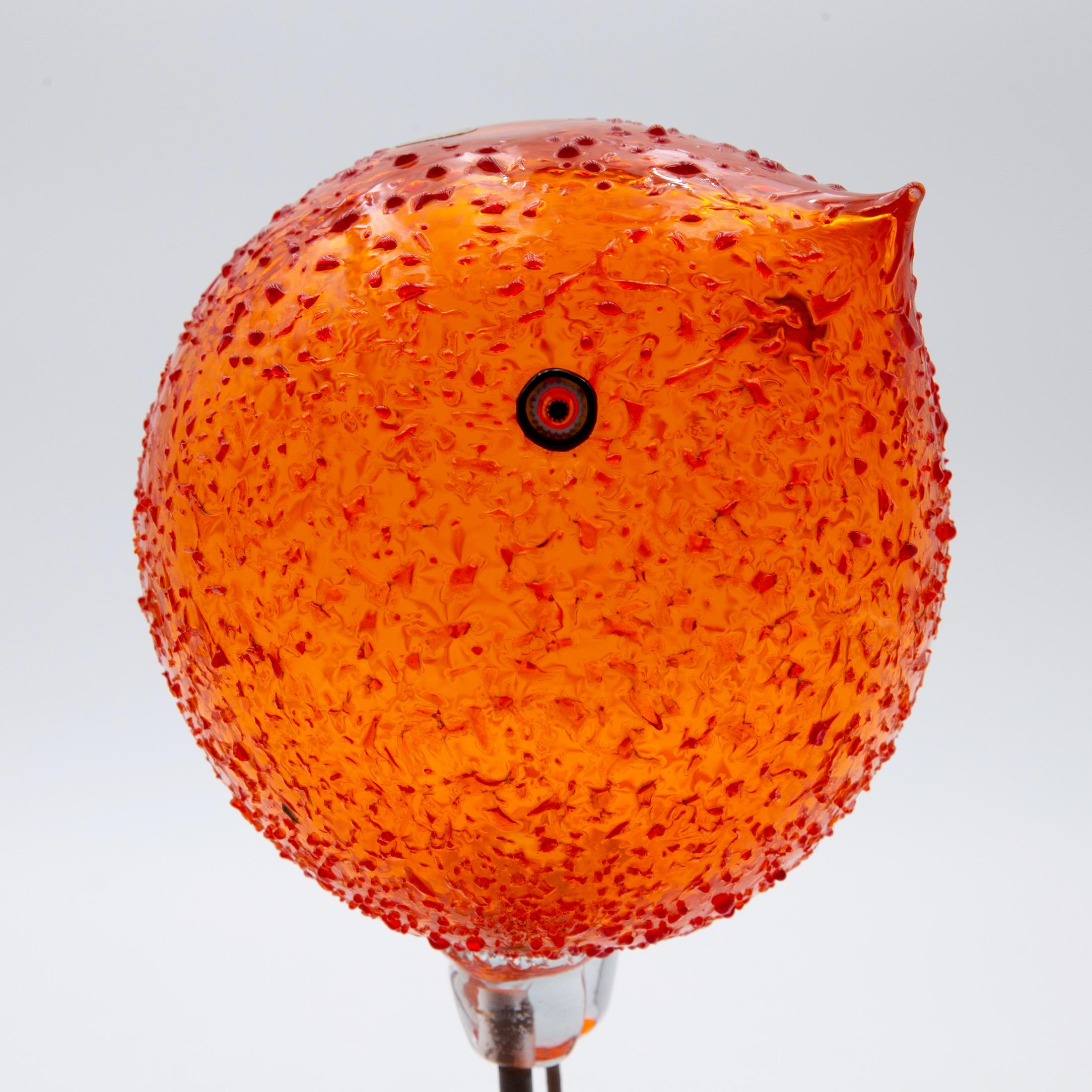 Mid-Century Modern Iconic Space Age Vistosi Murano Orange Pulcino Glass Bird by Alessandro Pianon