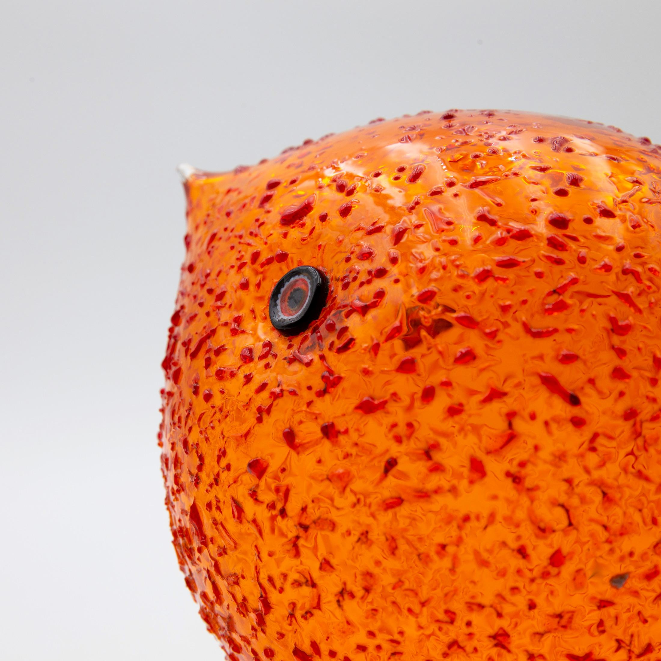 Italian Iconic Space Age Vistosi Murano Orange Pulcino Glass Bird by Alessandro Pianon