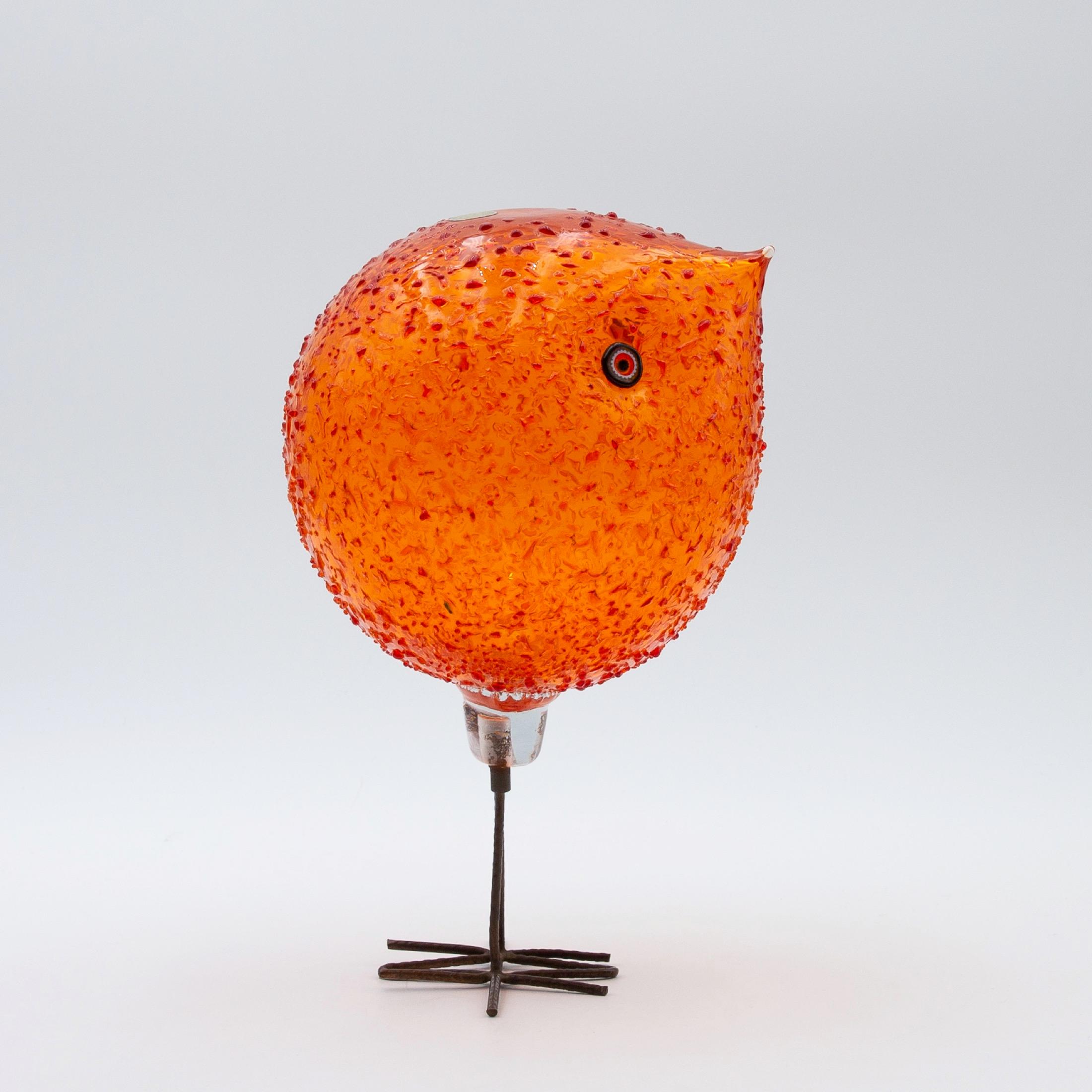 Iconic Space Age Vistosi Murano Orange Pulcino Glass Bird by Alessandro Pianon In Good Condition In Brussels, BE