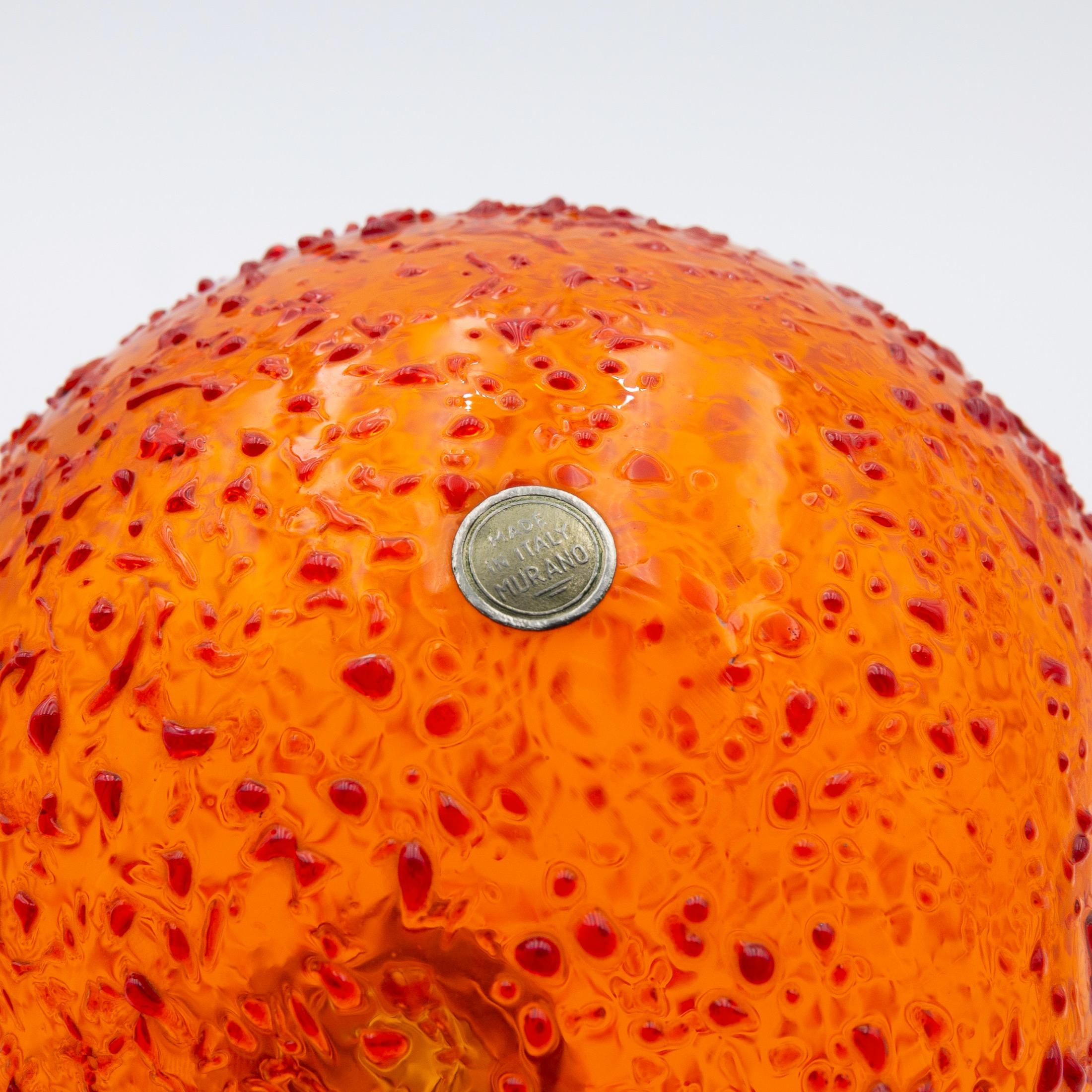 Art Glass Iconic Space Age Vistosi Murano Orange Pulcino Glass Bird by Alessandro Pianon