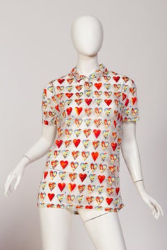 Iconic Spring 1997 Gianni Versace Ad Campaign Jim Dine Sheer Heart Shirt