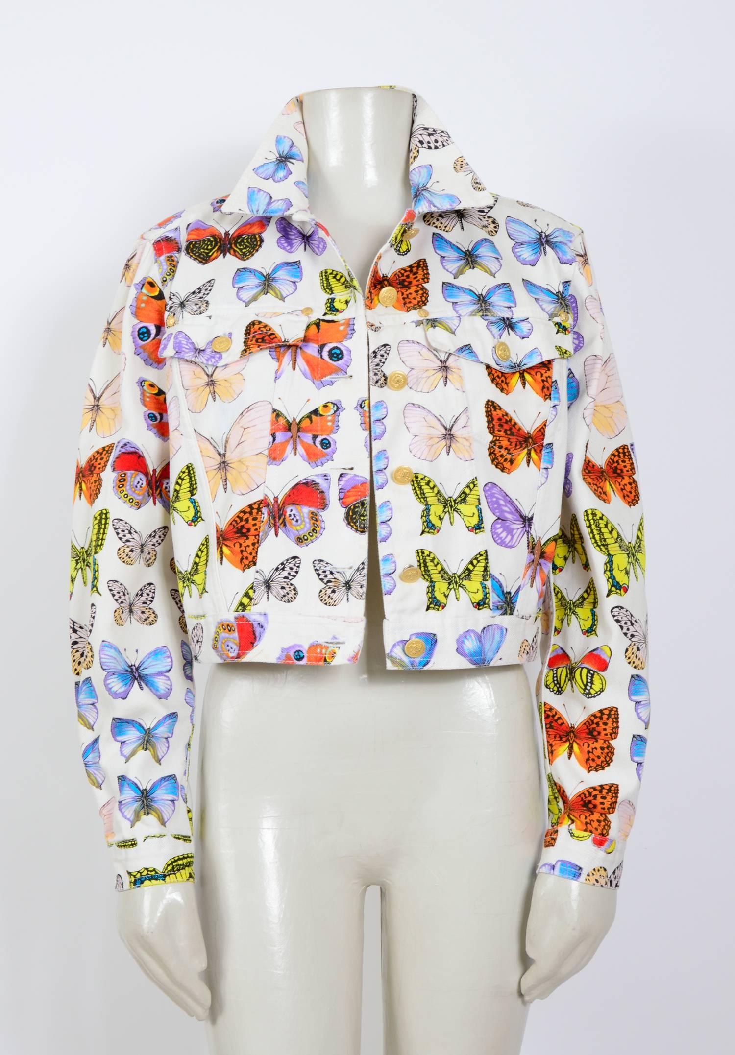 Beige Versace jeans signature butterfly print jacket, S / S 1995 