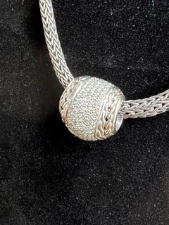 John Hardy 18" Sterling Silver & 18k Gold Diamond Pendant Necklace