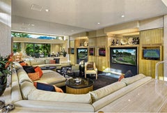 Iconic Steve Chase Custom Designed Black Granite, Wood & Chrome Coffee Table