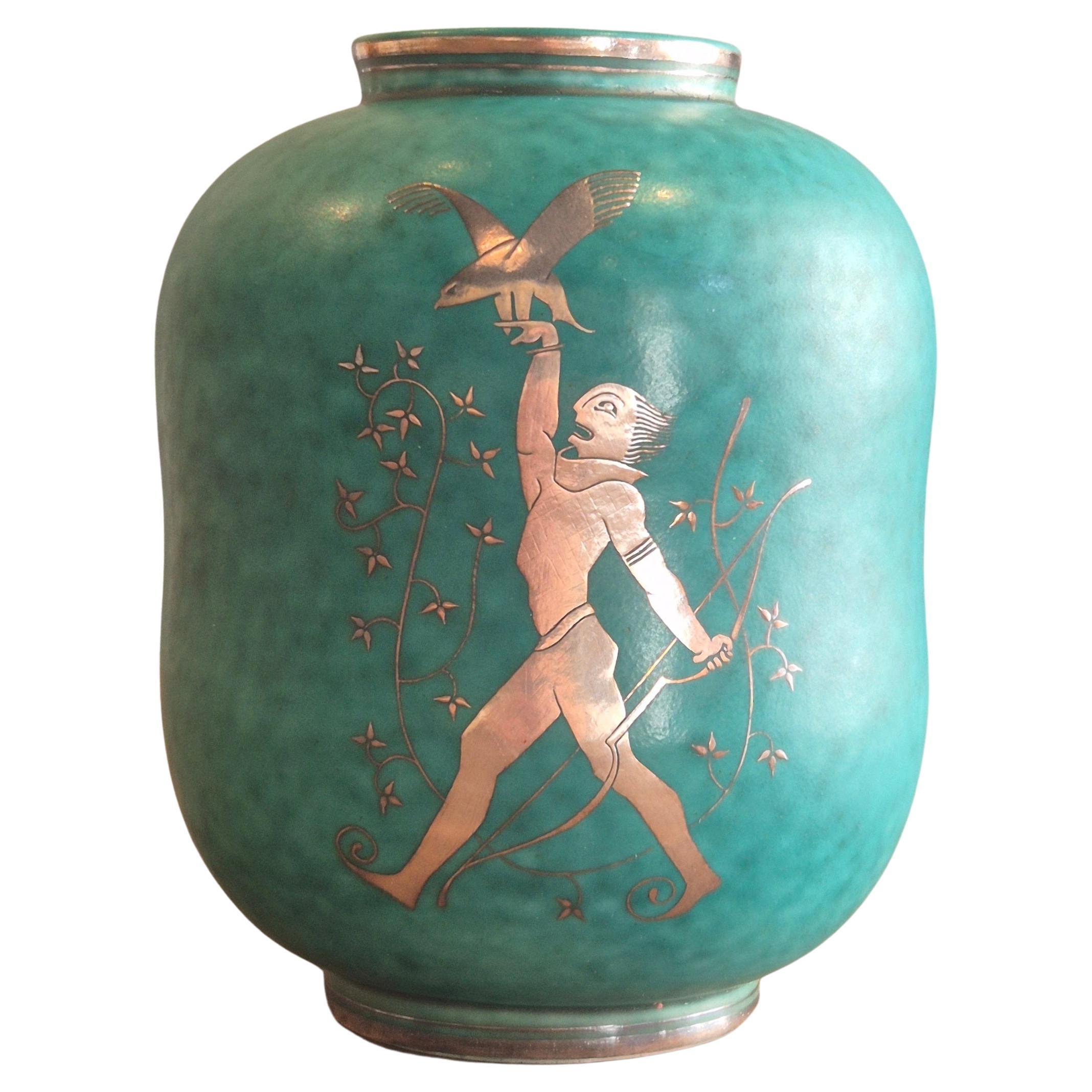 Ikonische Steinzeugvase Modell Argenta von Wilhelm Kåge, Swedish Modern 1949 im Angebot