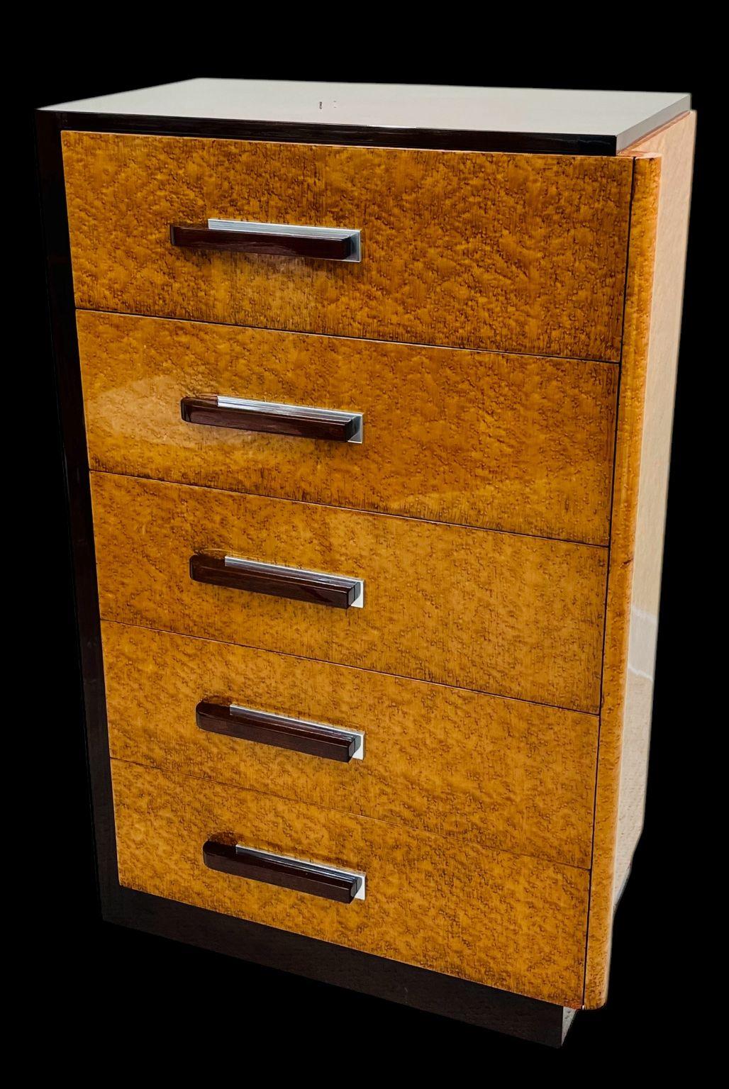 Iconic Streamline Art Deco High Chest Of Drawers By Donald Deskey C. 1930 For Sale 2