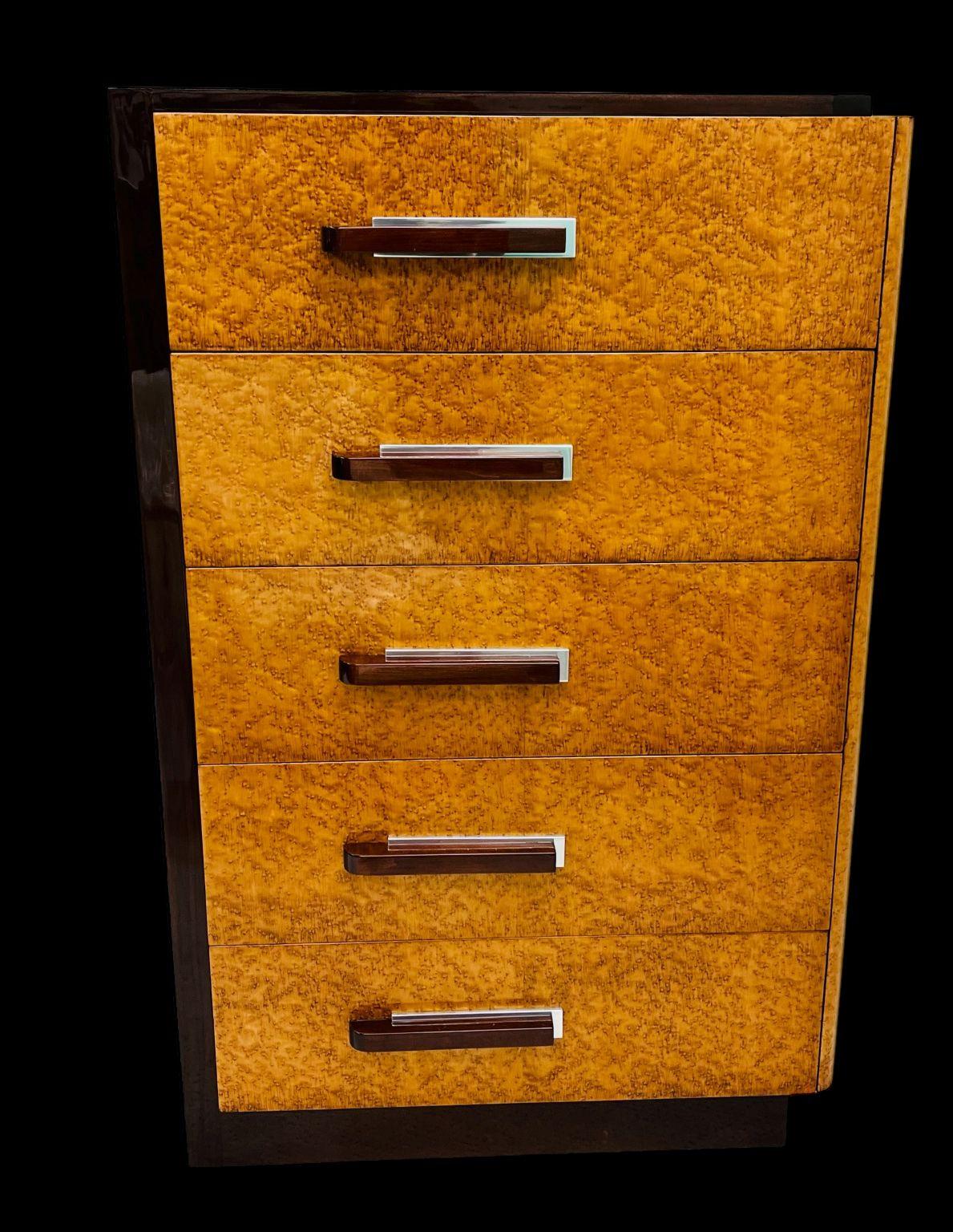 American Iconic Streamline Art Deco High Chest Of Drawers By Donald Deskey C. 1930 For Sale