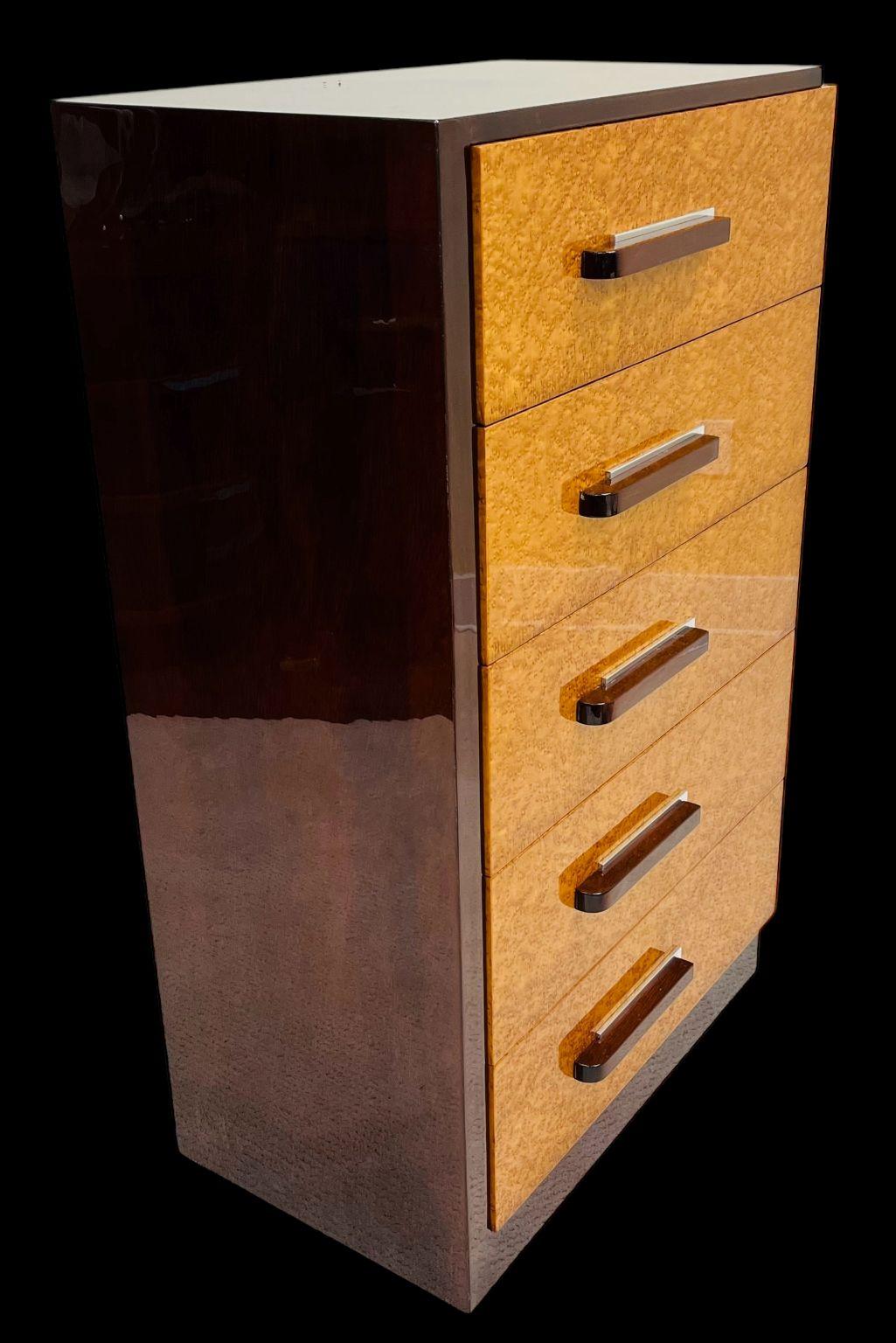 Aluminum Iconic Streamline Art Deco High Chest Of Drawers By Donald Deskey C. 1930 For Sale