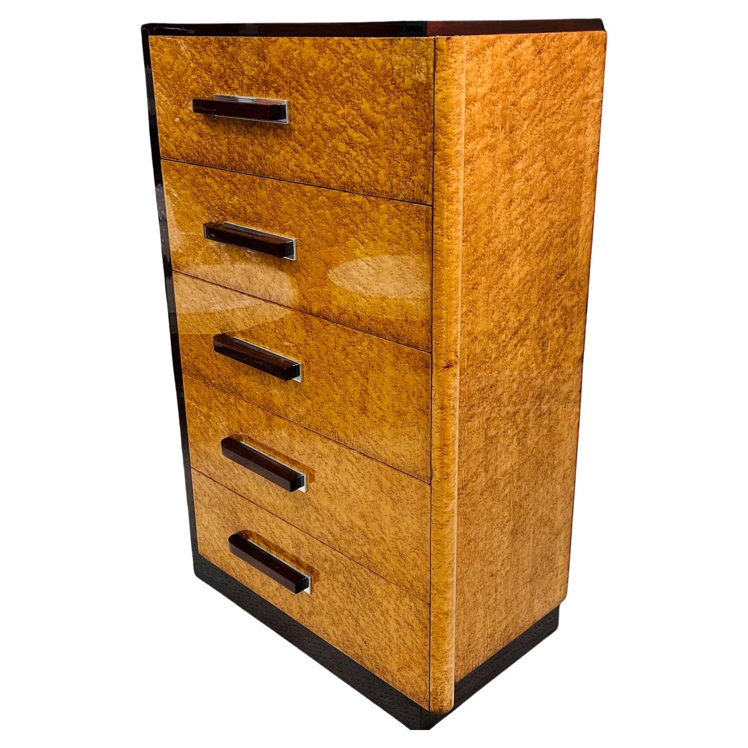 Iconic Streamline Art Deco High Chest Of Drawers By Donald Deskey C. 1930 For Sale