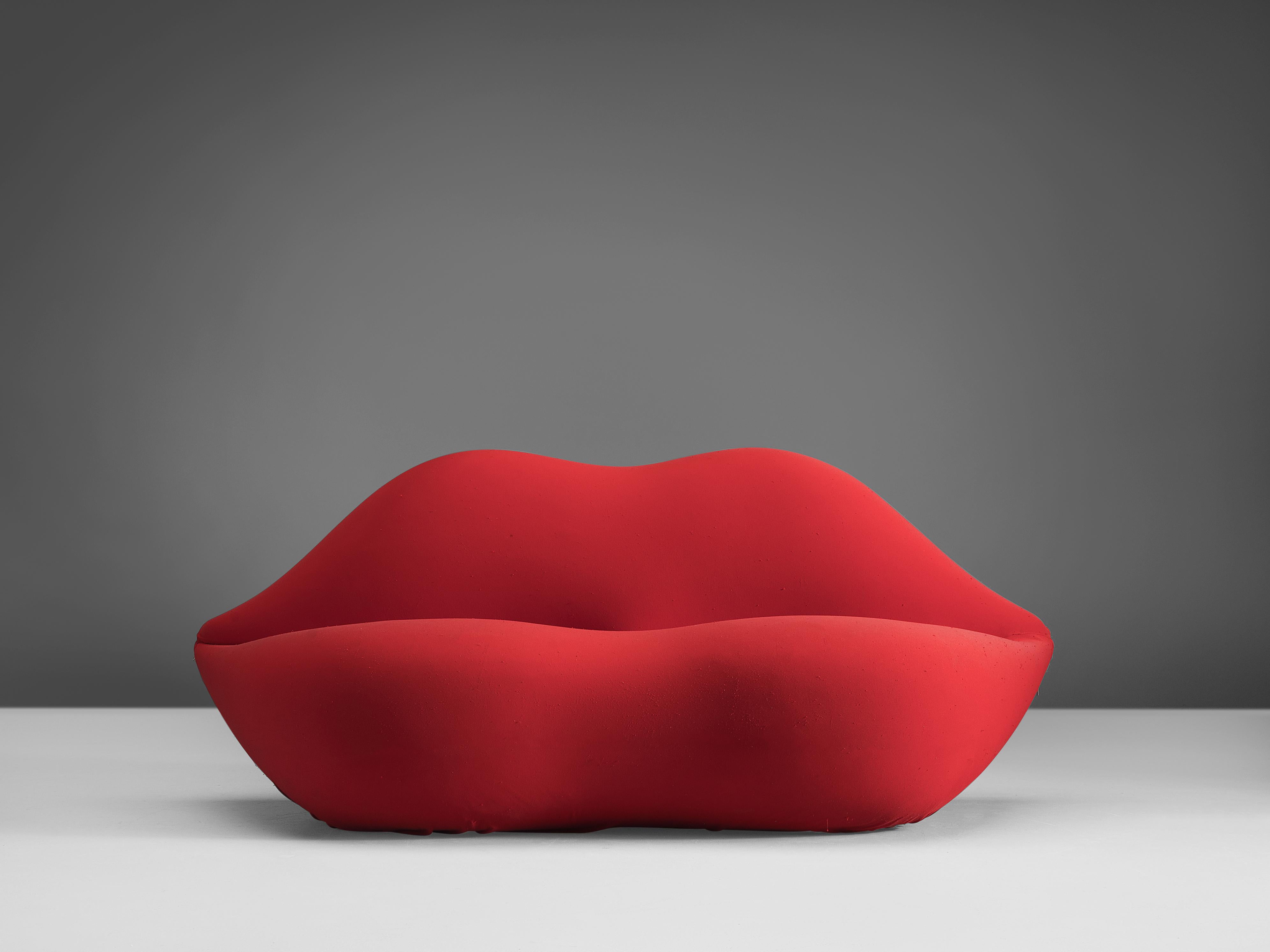 Studio 65 for Edra, sofa model 'Bocca', red fabric, metal frame, foam, Italy, design 1972, manufactured 1999

The Studio 65 'Bocca' sofa by Gufram is an icon of postmodern furniture design. Studio 65 created this special shaped sofa as an hommage to