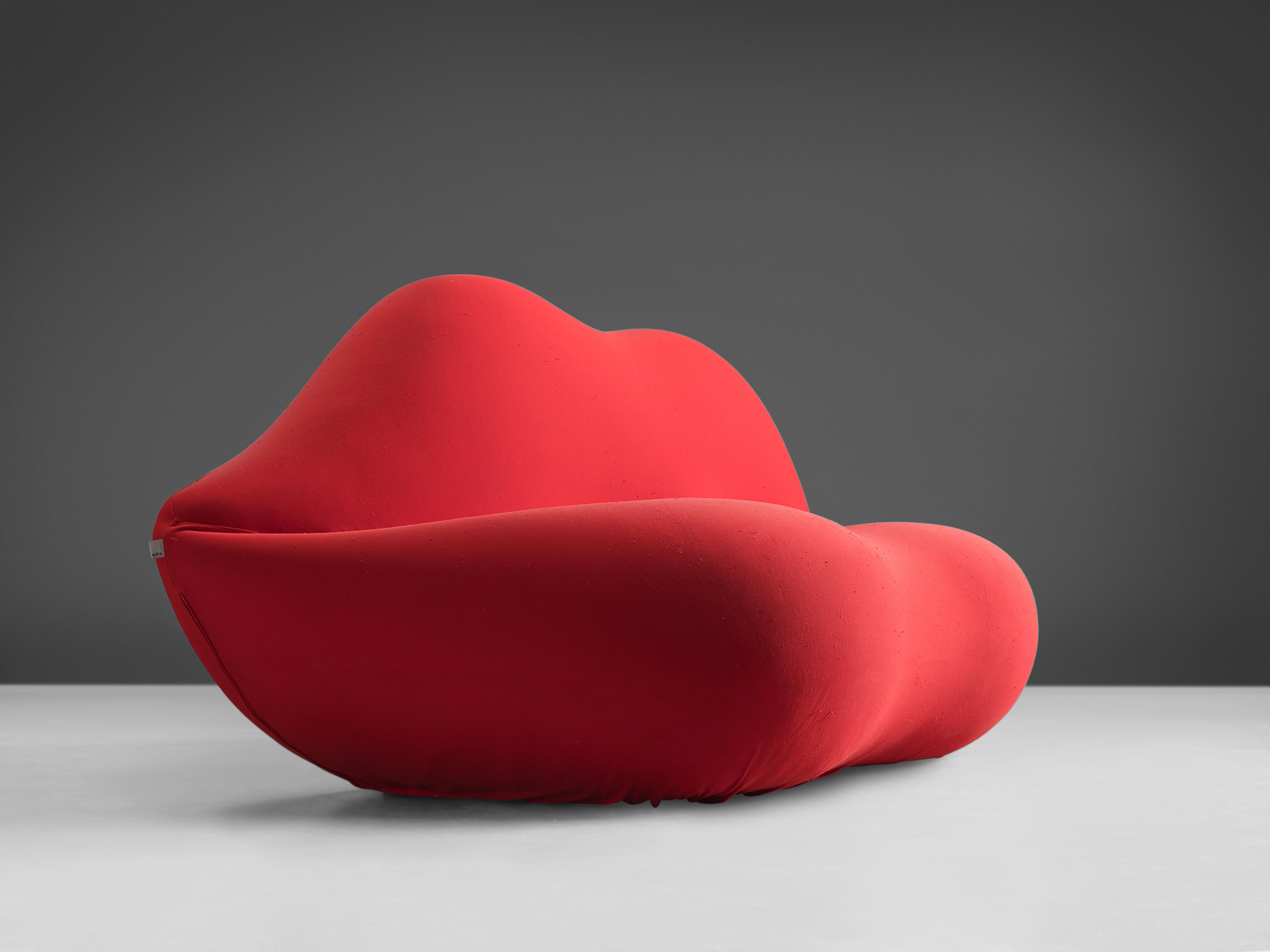Italian Iconic Studio 65 'Bocca' Lip Sofa in Red Upholstery