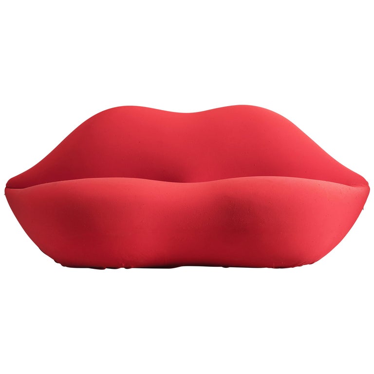 Iconic Studio 65 'Bocca' Lip Sofa in Red Upholstery For Sale at 1stDibs
