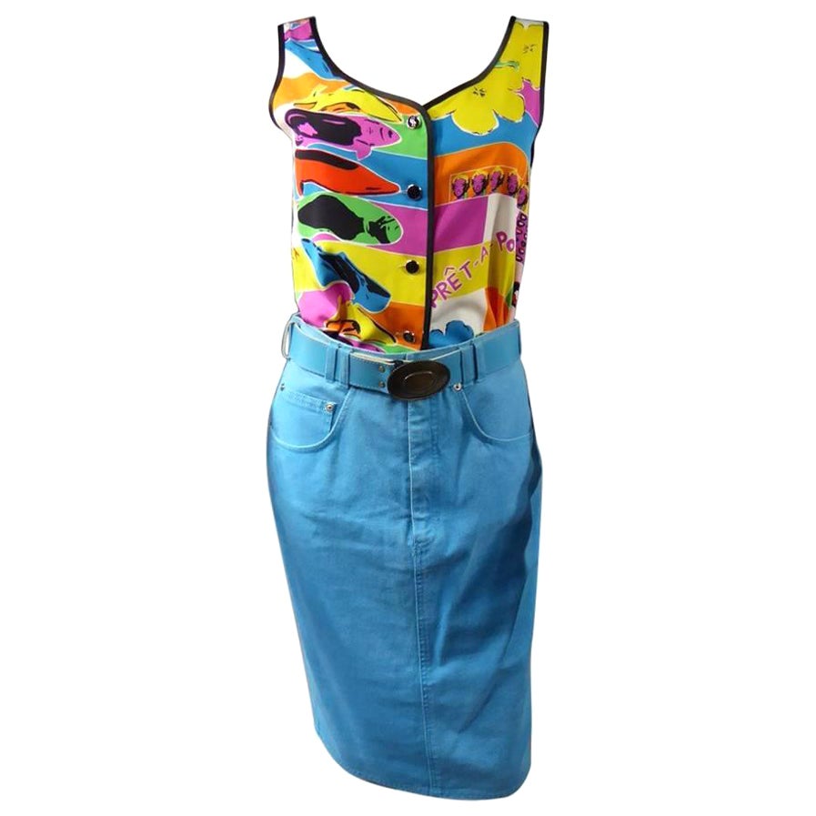 Falda de traje icónica "Andy Warhol" Louis Féraud Circa 1980 en venta