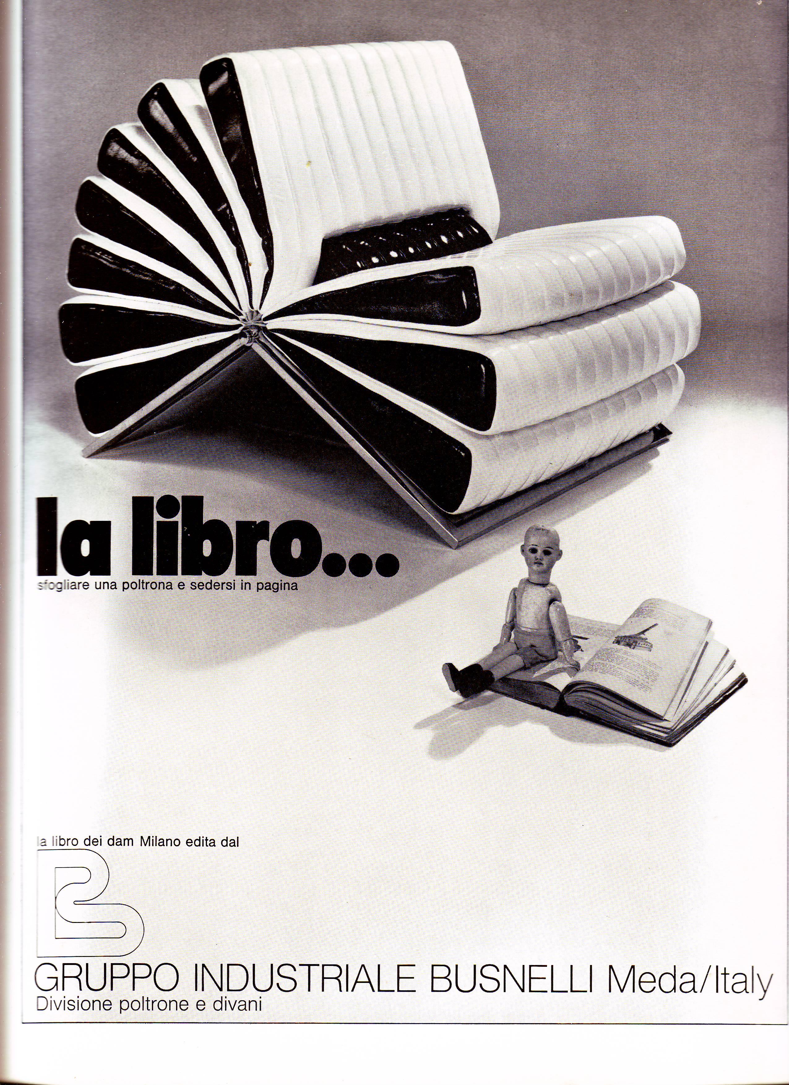 Mid-Century Modern Chaise « Libro » emblématique et rare en édition originale de Gruppo Dam, Busnelli, 1970 en vente