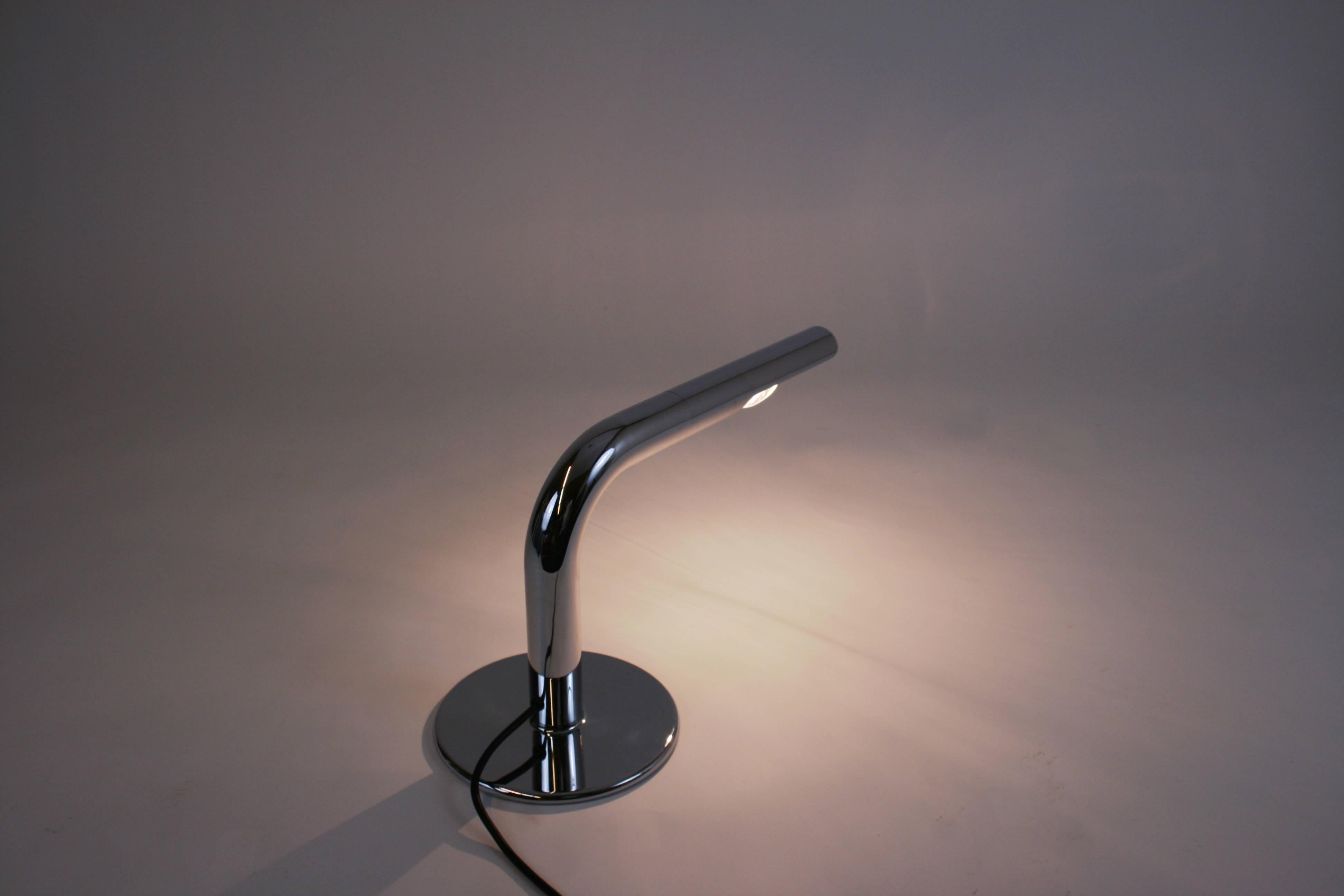 Mid-Century Modern Iconic Tablelamp Gulp Chromium Steel Design by Ingo Maurer, Germany, 1960s For Sale