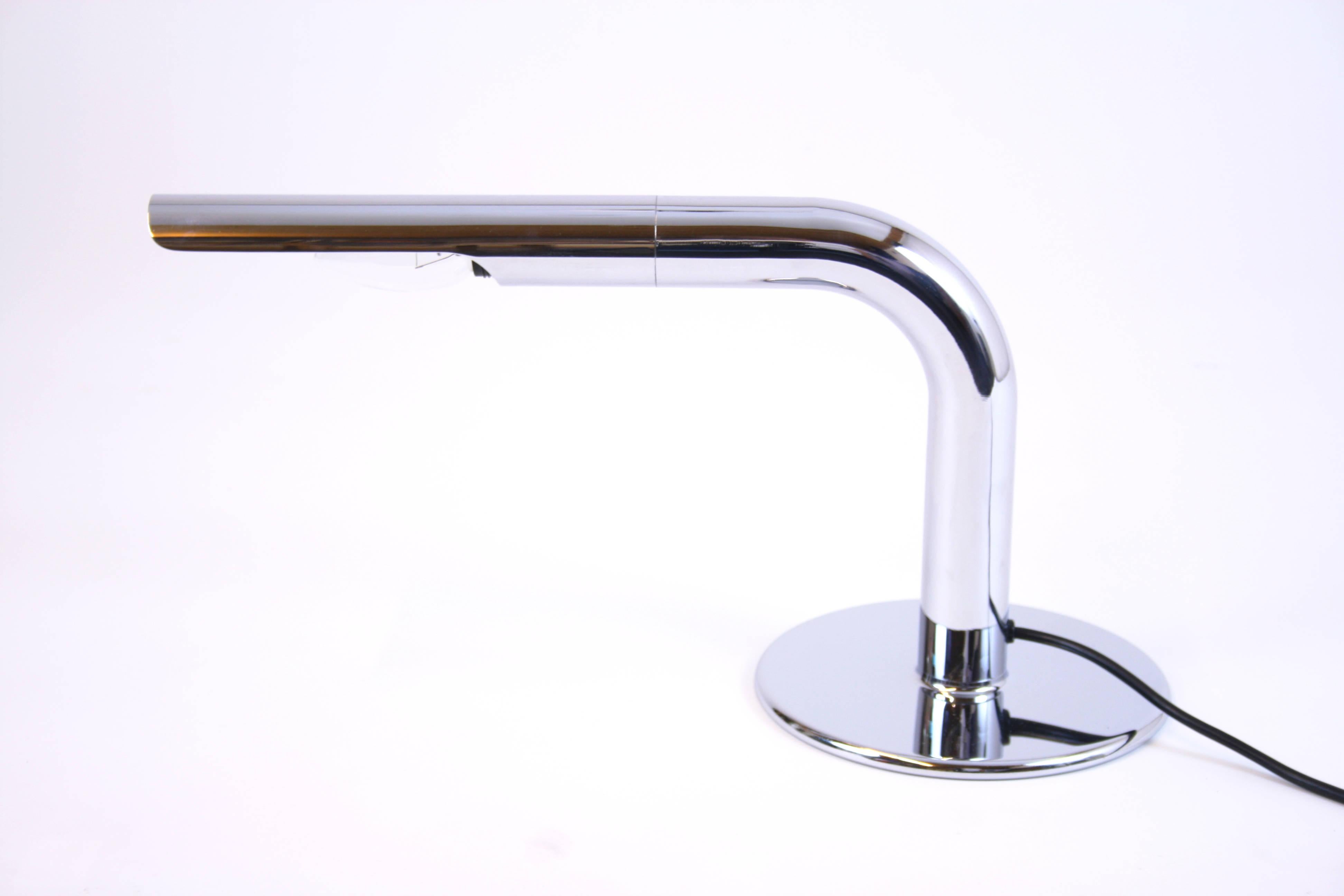 Mid-Century Modern Iconic Tablelamp Gulp Chromium Steel Design by Ingo Maurer, Germany, 1960s For Sale