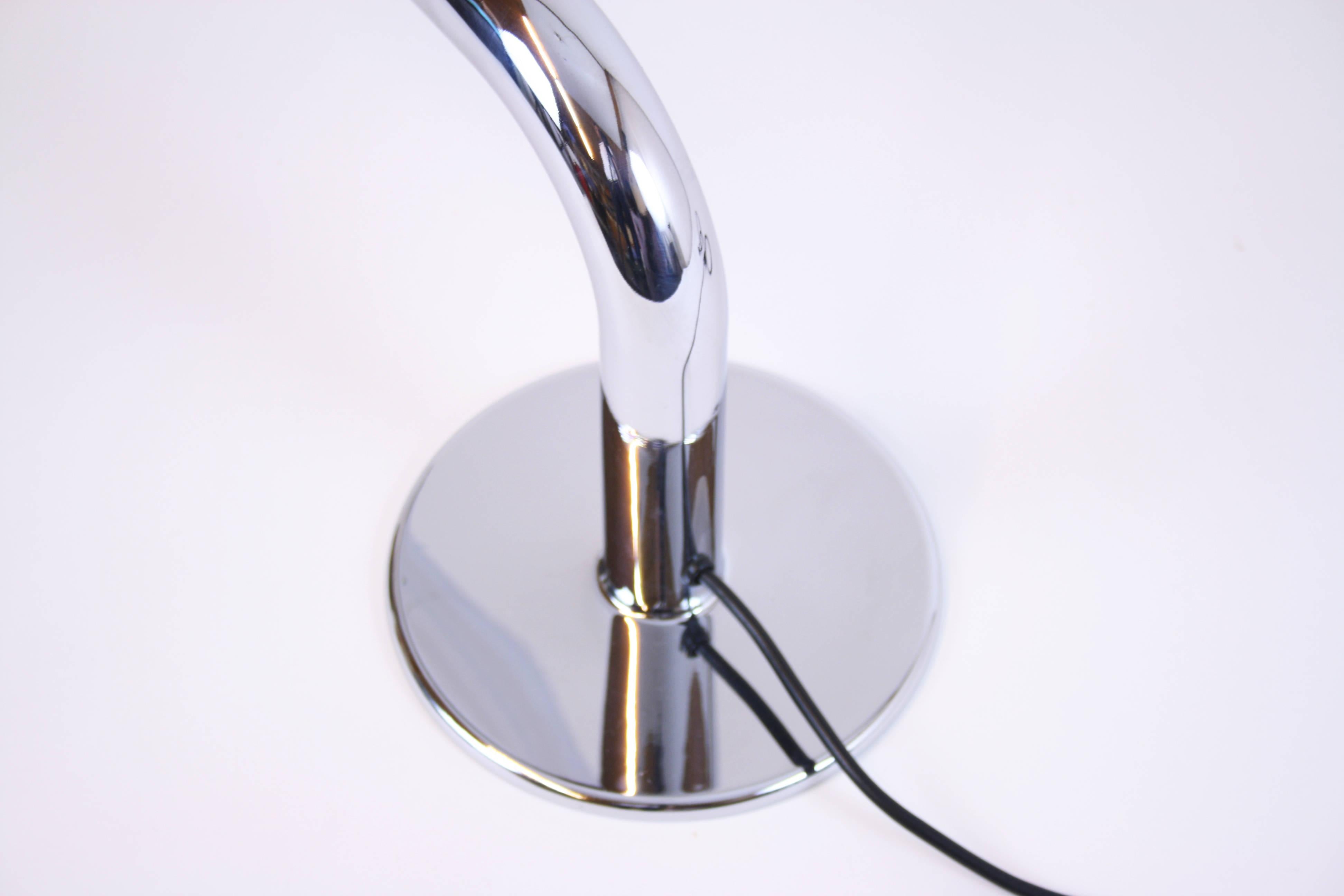 Iconic Tablelamp Gulp Chromium Steel Design by Ingo Maurer, Germany, 1960s For Sale 1
