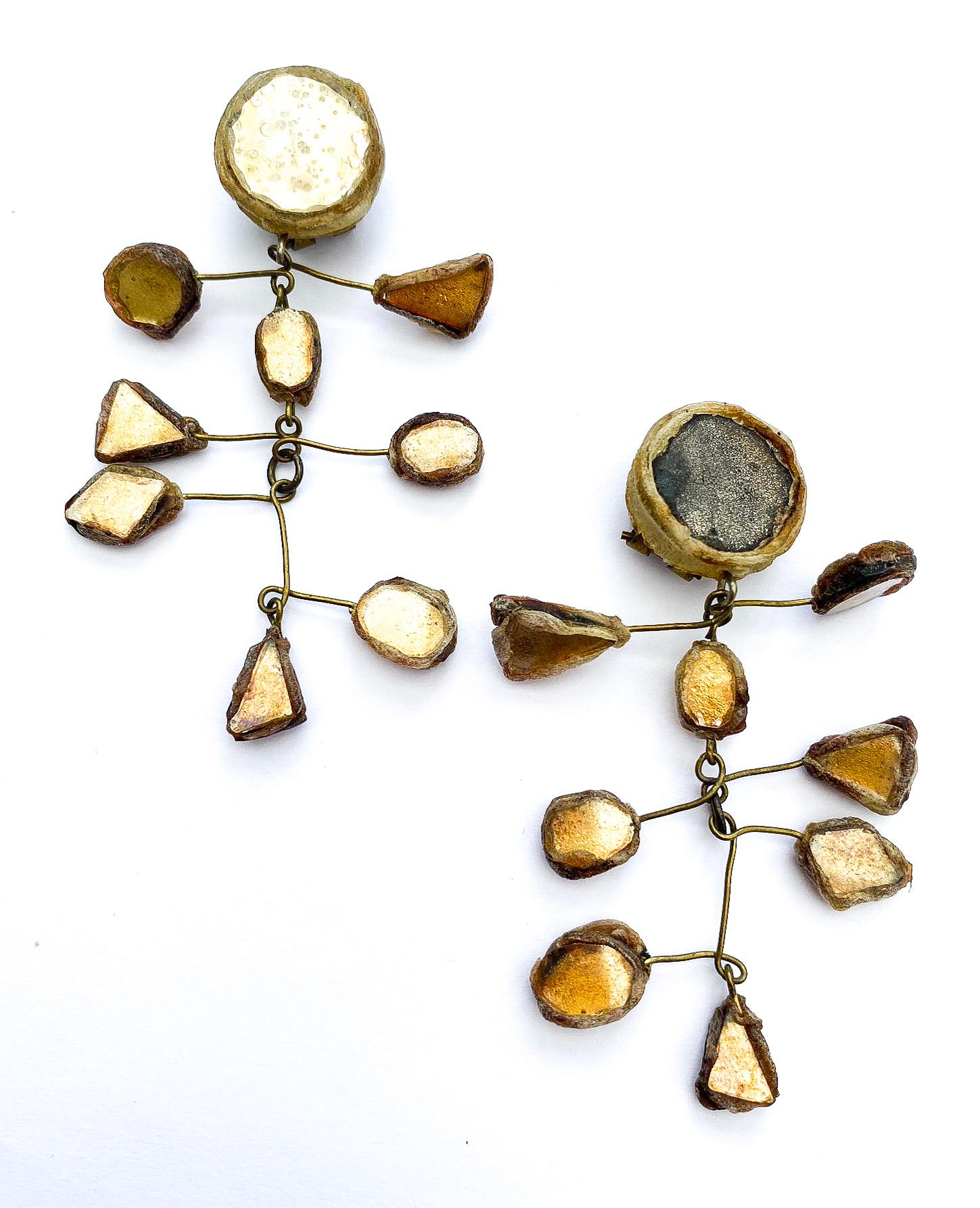 Iconic talousel and mirror 'Mobile' long drop earrings, Lone Vautrin, 1960s. For Sale 1